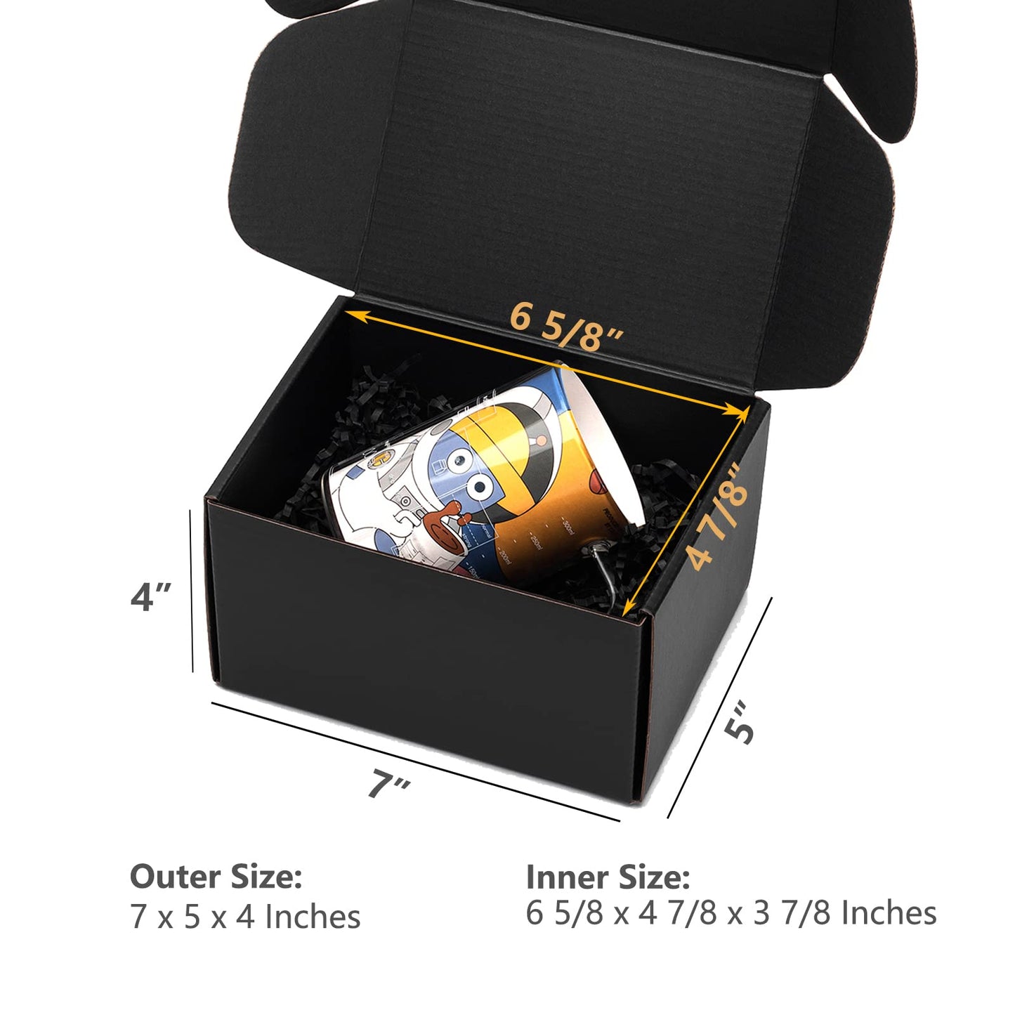 Timirog 7x5x4 Inches Black Shipping Boxes 25 Pack - Corrugated Cardboard Mailing Box for Small Business, Tab Locking Literature Mailer for Packing Jewelry Ornament Gift Craft Packaging Supplier