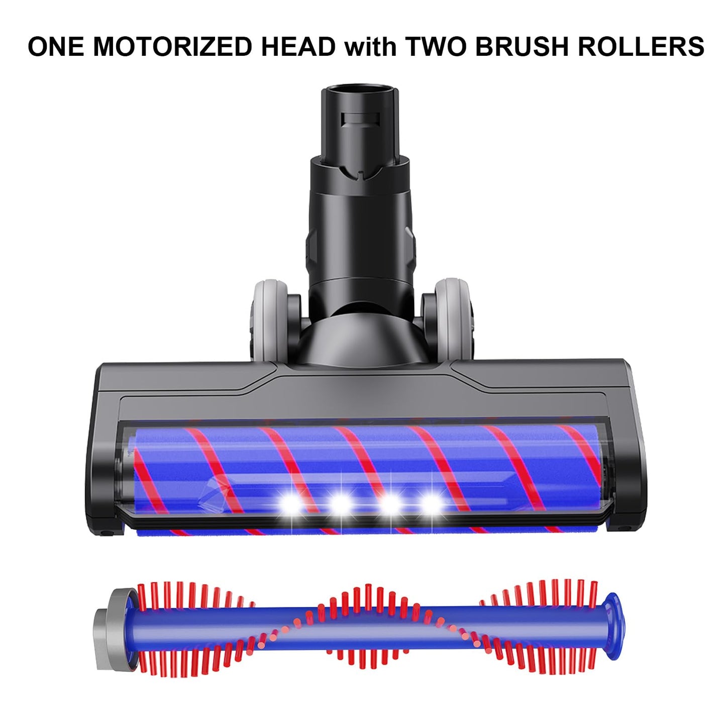 Upgraded Hardwood Floor Vacuum Attachments with Headlights for Dyson V6 DC59 DC61 DC74 , Replacement Parts Motorhead,Soft Roller &PP Bristle Motorized Brush Accessories for Tile,Carpet,Rug Cleaning.