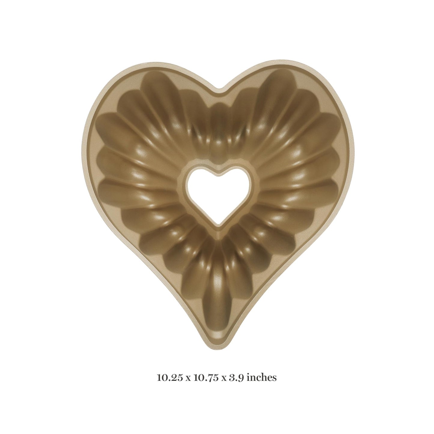 Martha Stewart Dunelle 10.75" Heart‑Shaped Cake Mold — Cast Aluminum Nonstick Fluted Cake Pan — Easy Release, Oven‑Safe to 450°F