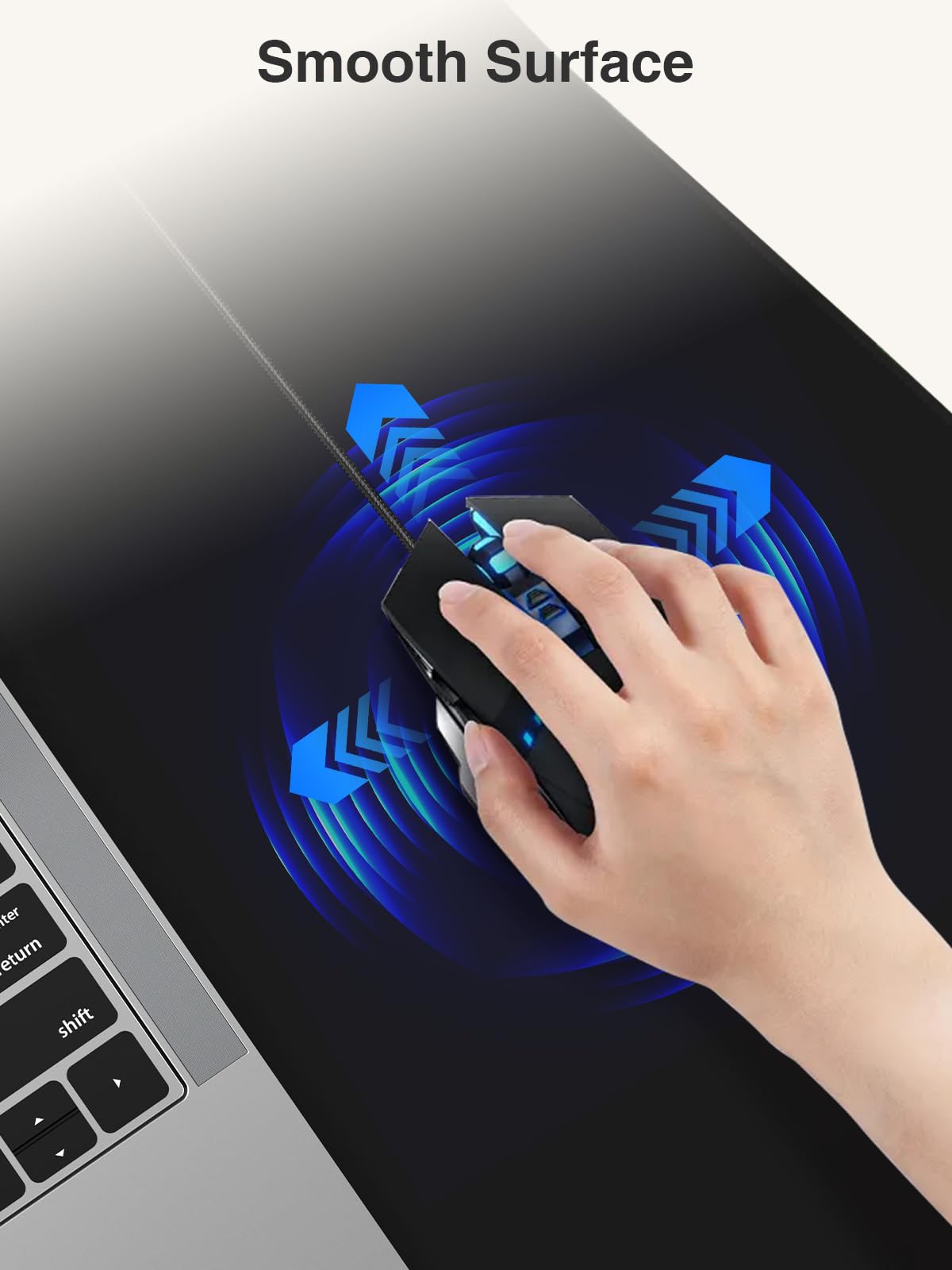 2-in-1 Mouse Pad with Magnetic Wireless Charging for Phone, 31.5"x15.8" Large, Waterproof Smooth Surface, Non-Slip Base, No Adapter, Black