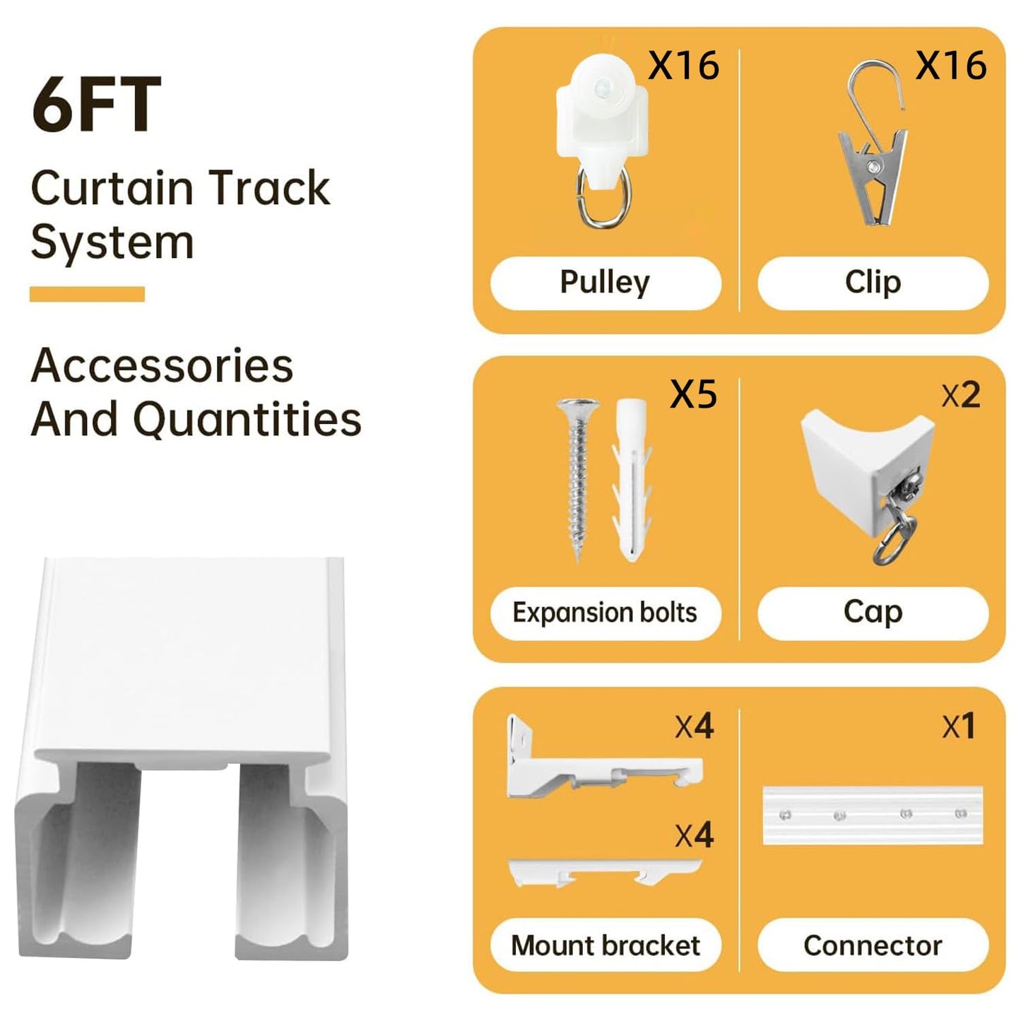 MaKefeile Ceiling Curtain Track,Curtain Track Wall Mounted,Ceiling Mount Rail Room Divider Tracks Extra Long Curtains Rod for Living Room Bedroom Patio Sliding Door Curtains with Clips,White 6ft