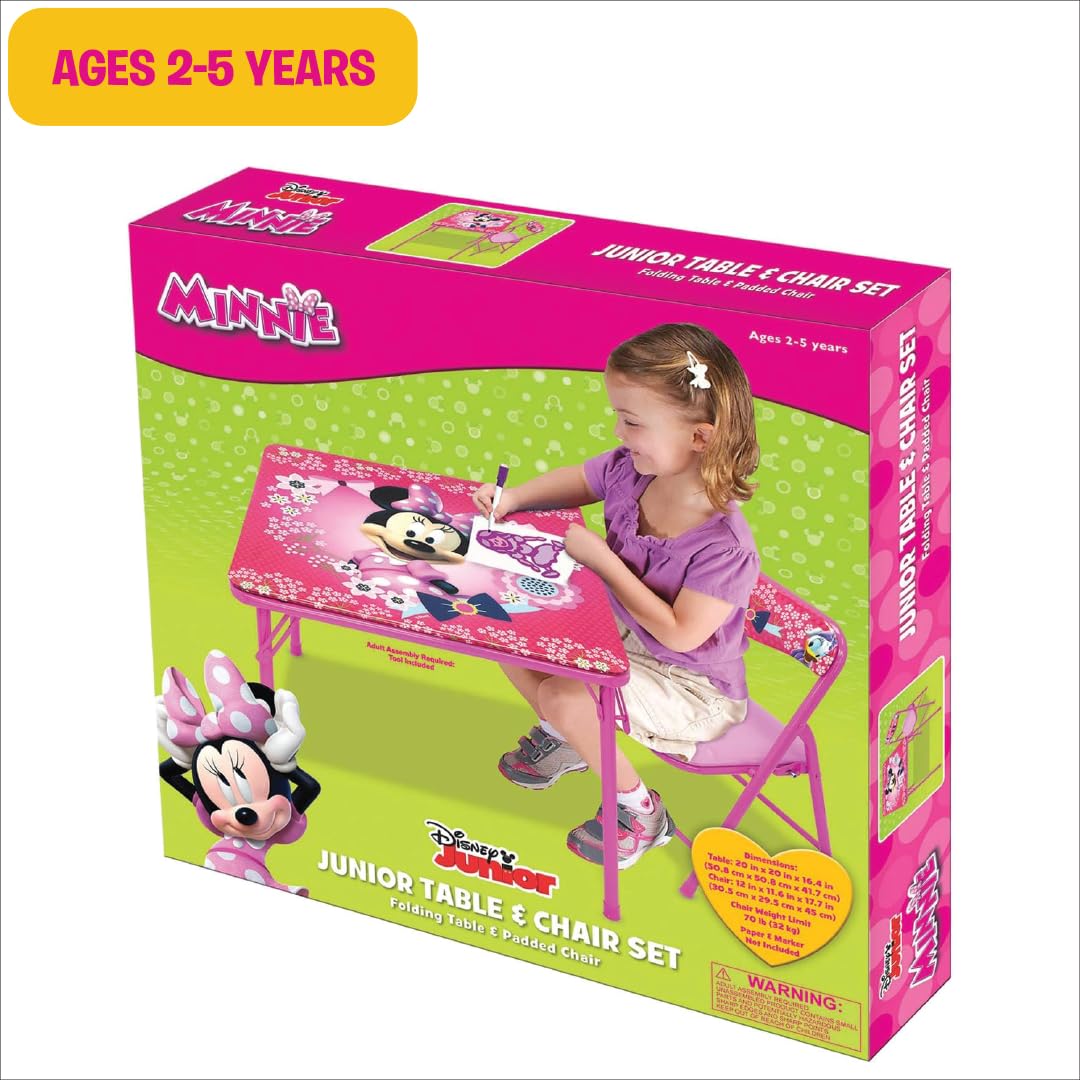 Minnie Mouse Table & Chair Set for Toddlers 24-48M, Includes 1 Table & 1 Chair [Amazon Exclusive] Table: 20"L x 20"W x 16.4"H, Chair: 12"L x 11.6"W x 17"H - Weight Limit: 70 lbs