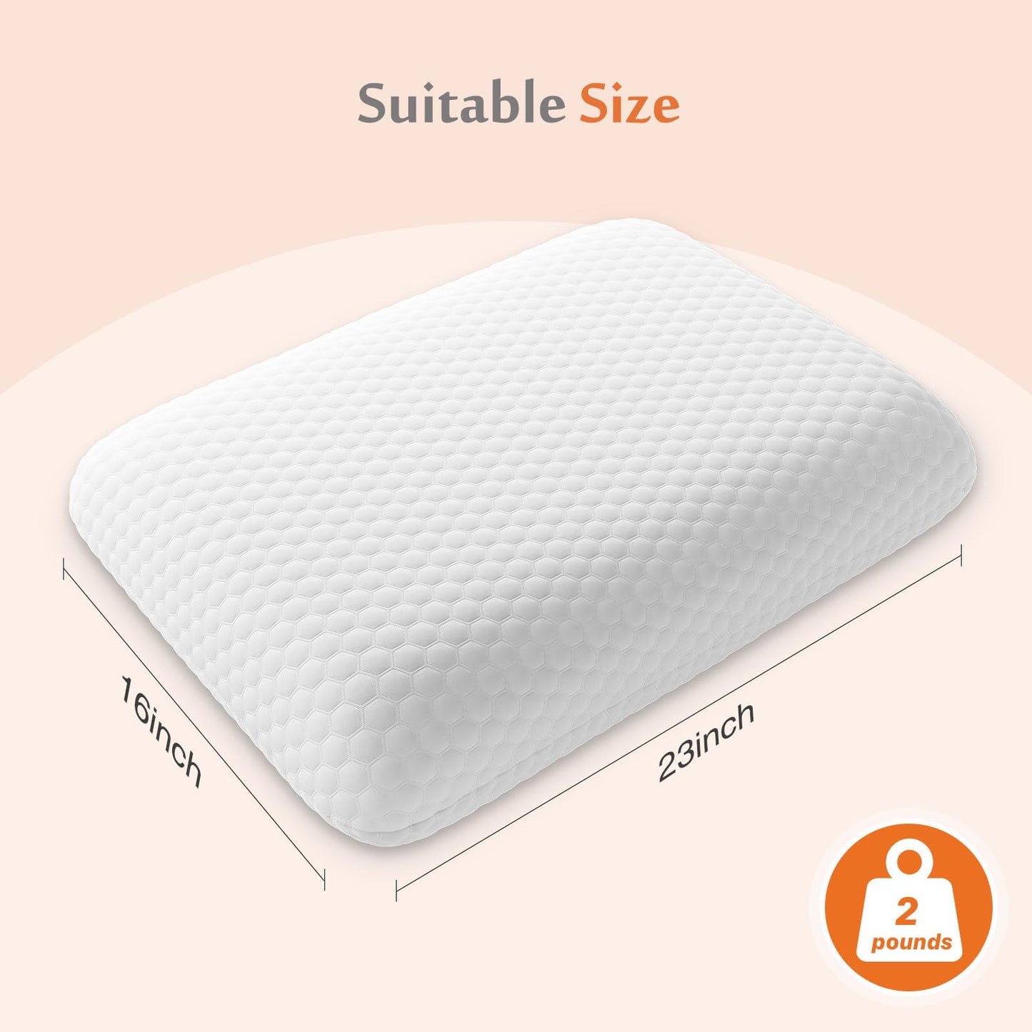 Sweetcrispy Cooling Gel Memory Foam Pillows for Sleeping, Back and Side Sleeper Support, Standard Size-Medium Firm, Bed Pillows for Adults with Washable Cover and Breathable Mesh – 2 Pack, White