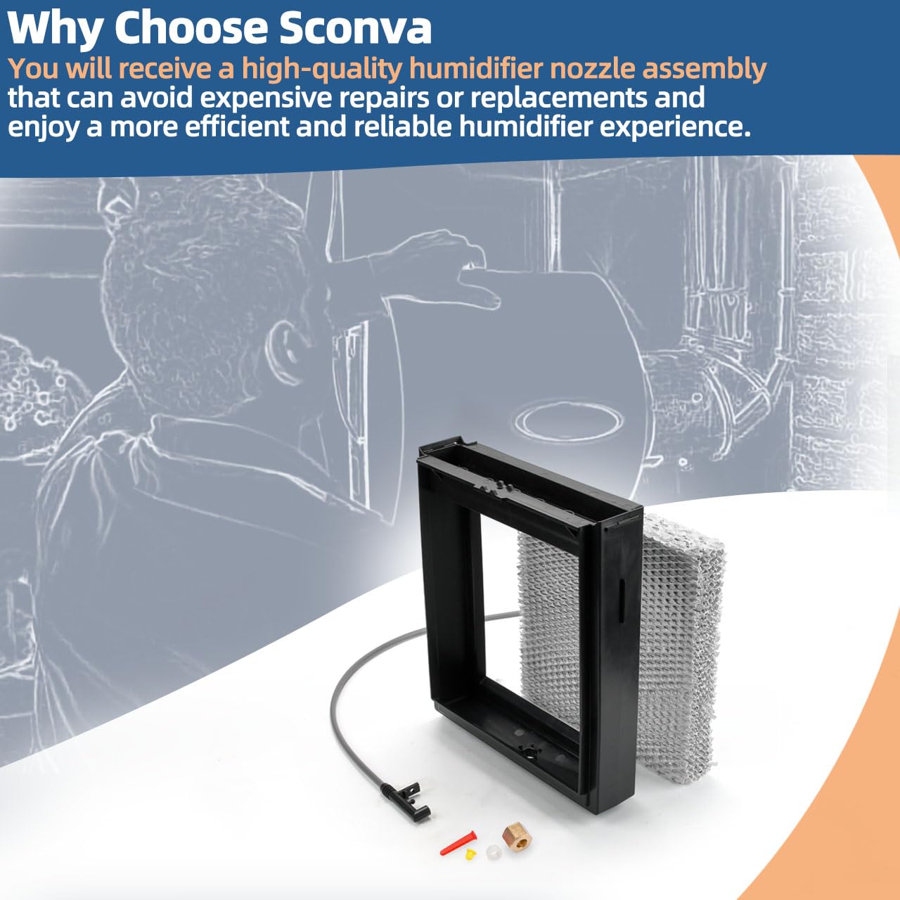 Sconva 4793 Humidifier Maintenance Kit with Model No. 10 Water Panel Humidifier Filter Pad Compatible with AprilAire Whole-House Humidifier 550, 550A, 558 Humidifier Parts & Accessories