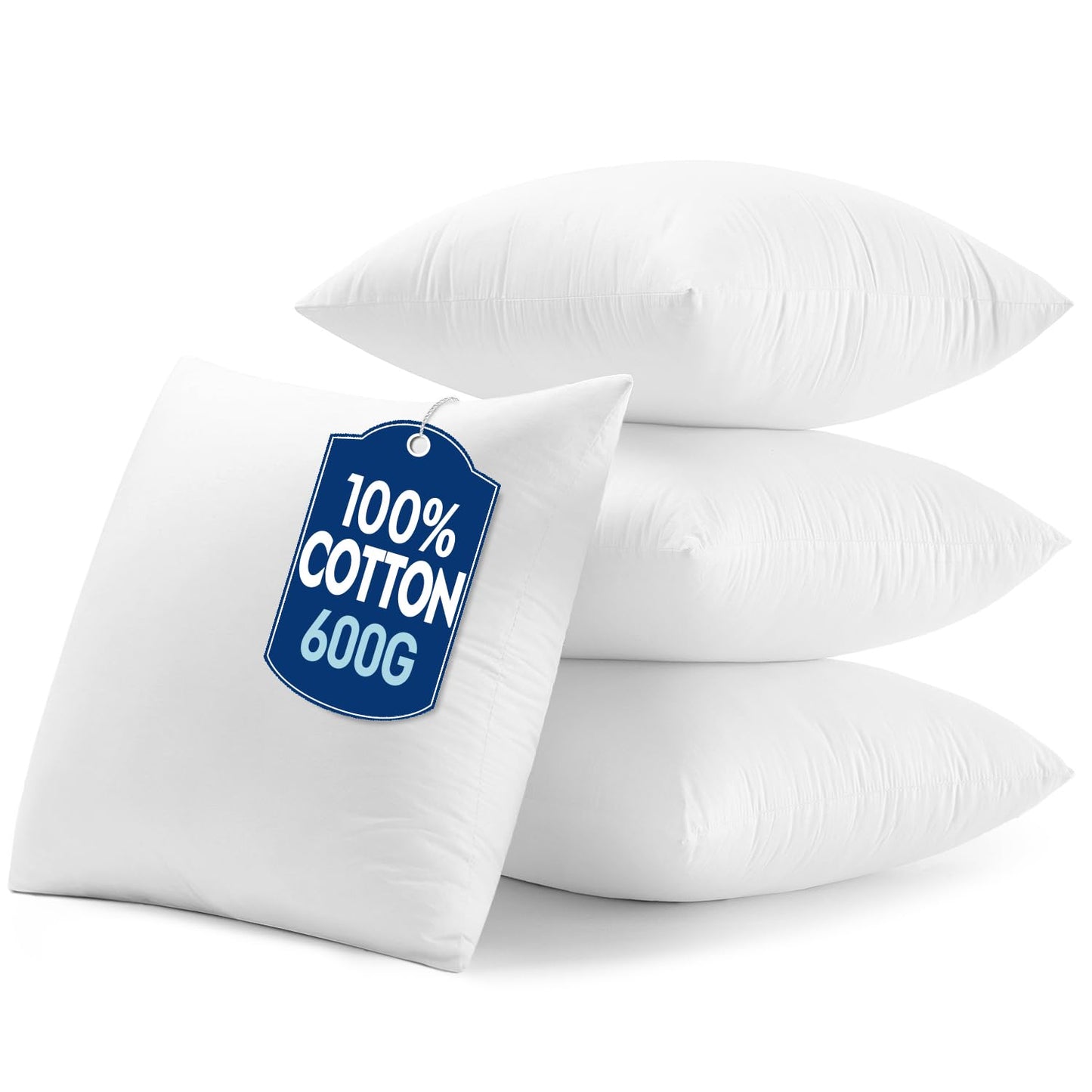 MIULEE 20x20 Pillow Inserts with Cotton Cover,Set of 4 100% Virgin Microfiber Throw Pillows for Couch Sofa and Bed