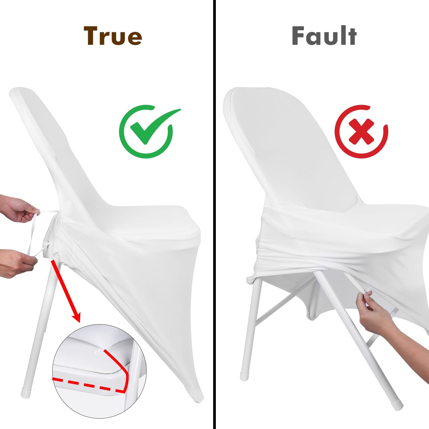 Fixwal 36 Pcs White Folding Chair Cover, Spandex Stretch Covers Ideal for Wedding, Party, Dining, Business Meeting, Banquet, Universal Fitted Washable Slipcover.