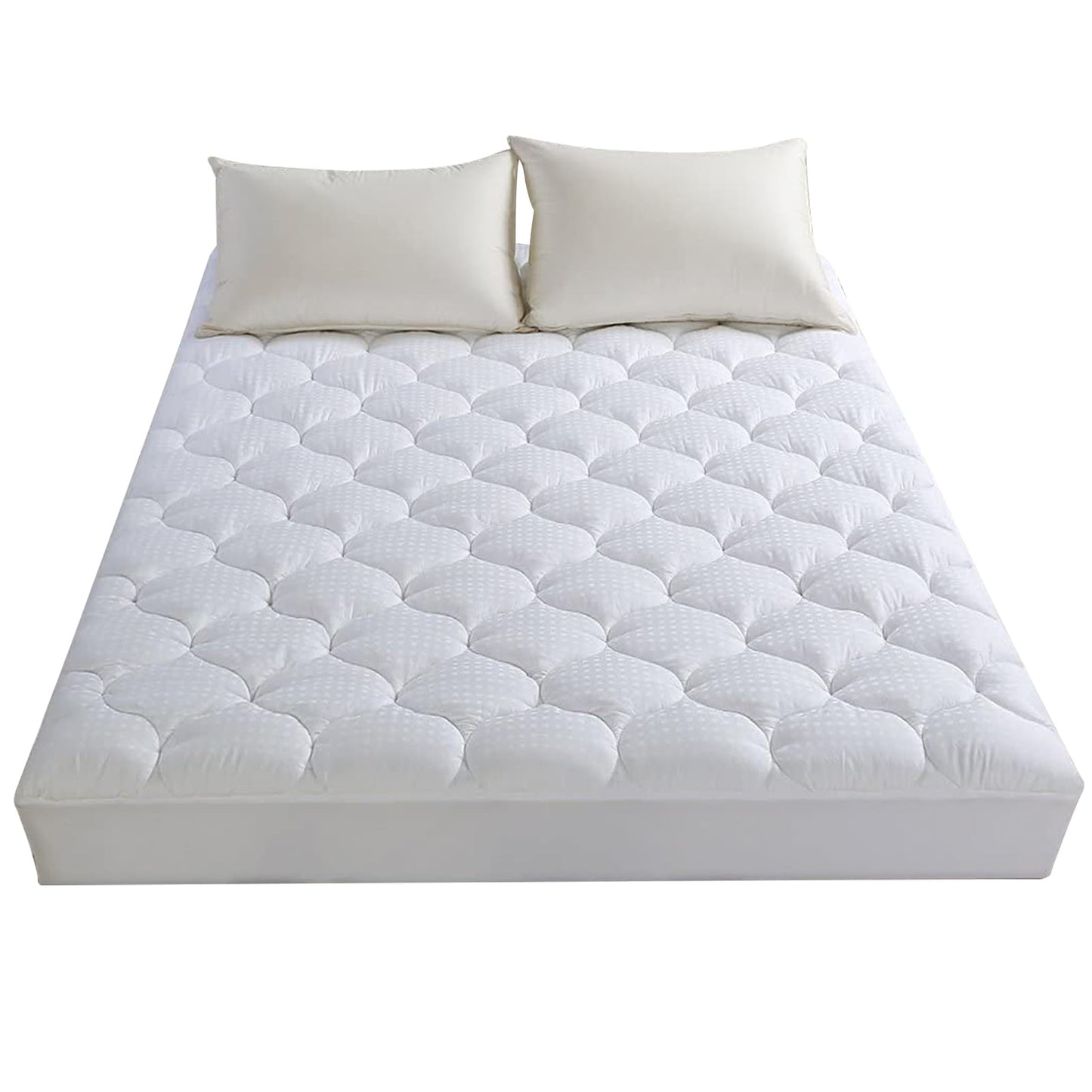 LEISURE TOWN Cotton King Mattress Pad Fitted Quilted Mattress Cover Pillow Top Mattress Topper Cooling Soft Breathable Mattress Protector with 8-21 Deep Pocket,Machine Washable (78x80 White)