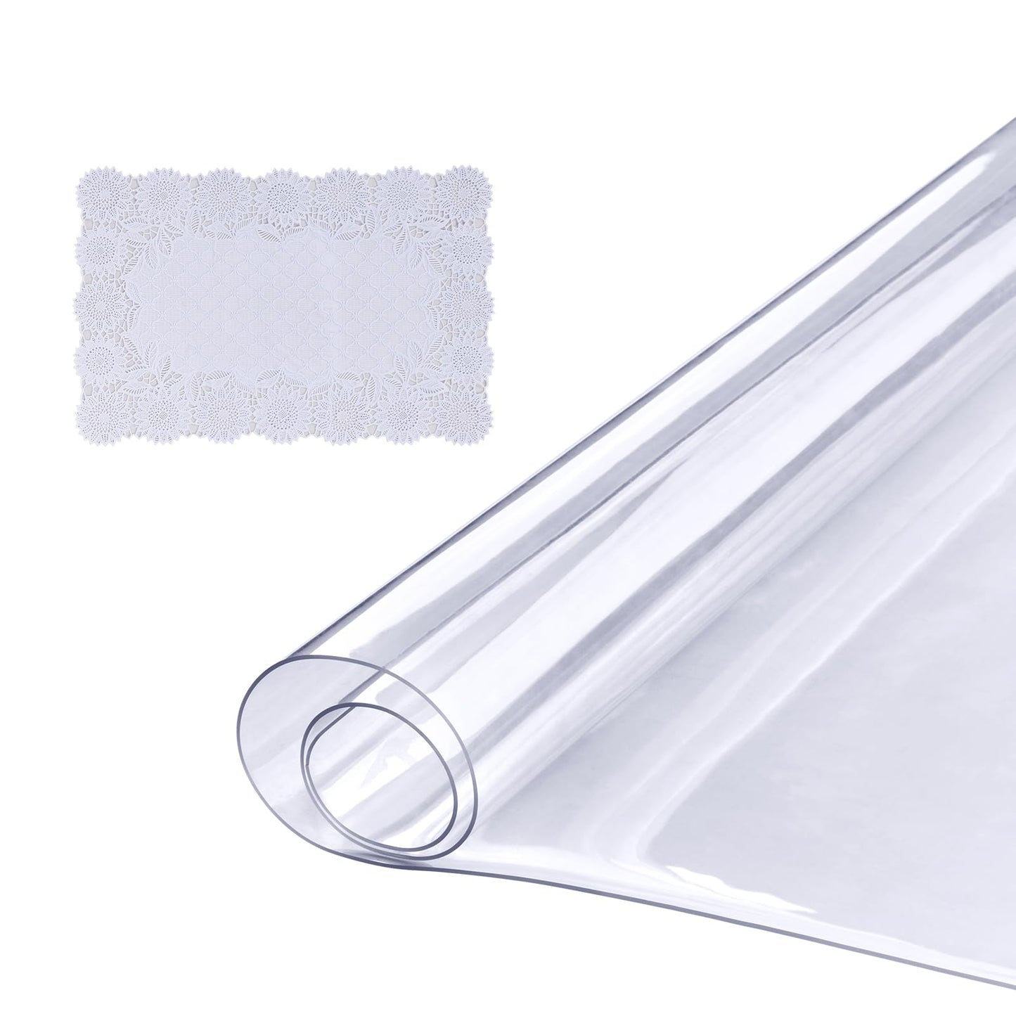 VEVOR Clear Table Cover Protector, 1.5mm Thick 36 x 72 in PVC Plastic Tablecloth, Waterproof & Oil Spill Proof, Customizable Rectangle Table Cover for Writing Desk, Coffee Table, Dining Room Table