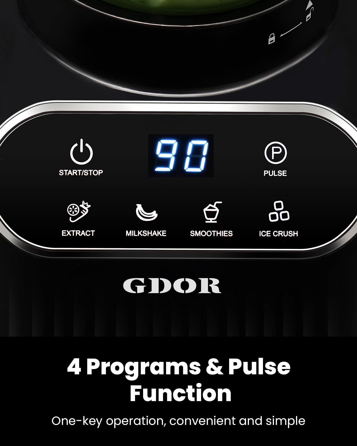 GDOR Professional Blender for Kitchen, 1200 Peak Watts Smoothie Blender, 5 Functions for Ice Crushing & Frozen Fruit, 52 Oz Glass Jar & 24 Oz To-Go Cup Combo, Self-Cleaning, Black