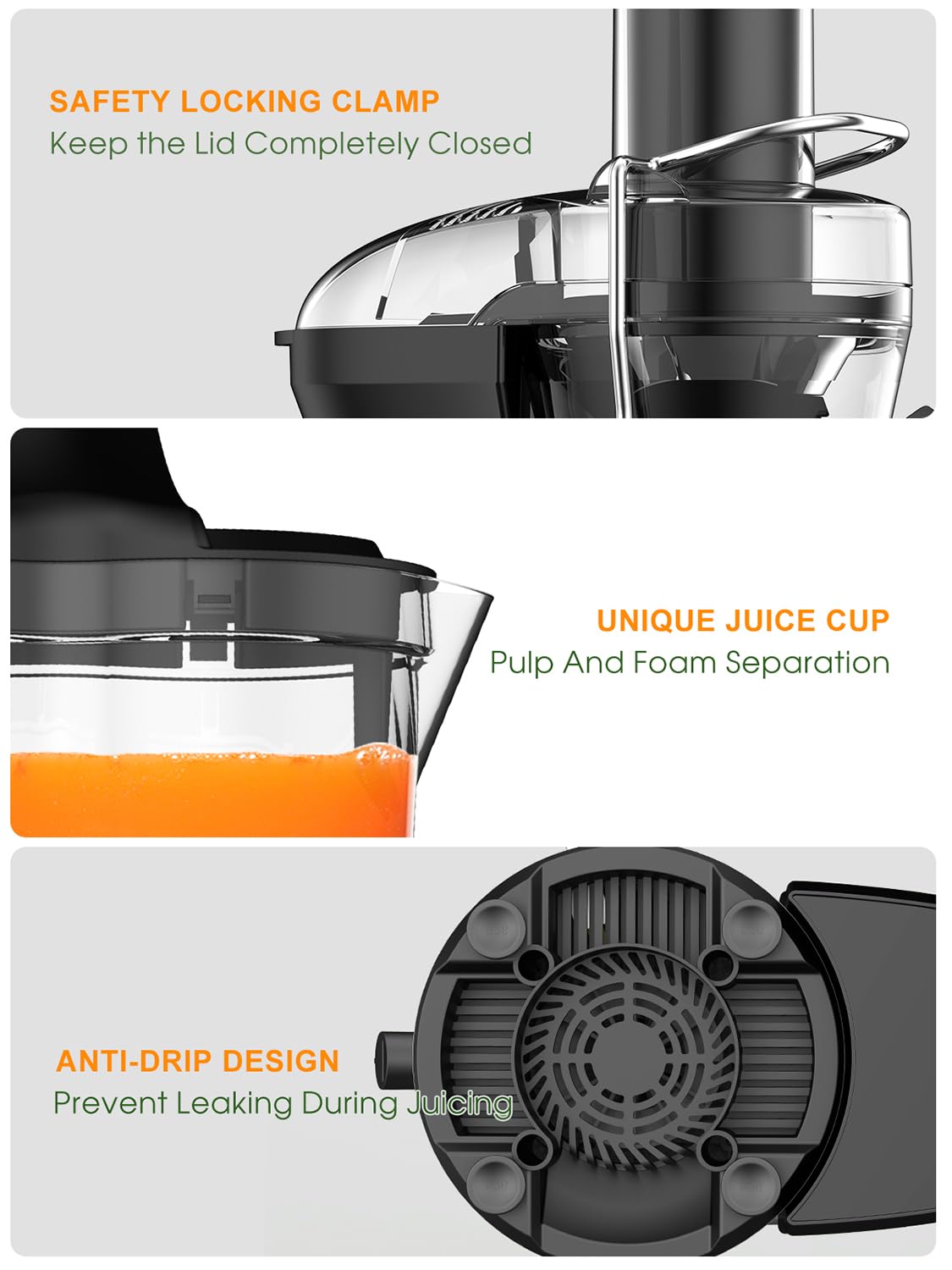 1200W Juicer Machines with 3.2" Feed Chute for Whole Fruits and Vegs, Dual Speeds Centrifugal Juice Extractor, Heavy Duty Full Copper Motor, 35oz Large Juice Jug, Easy to Clean, BPA-Free