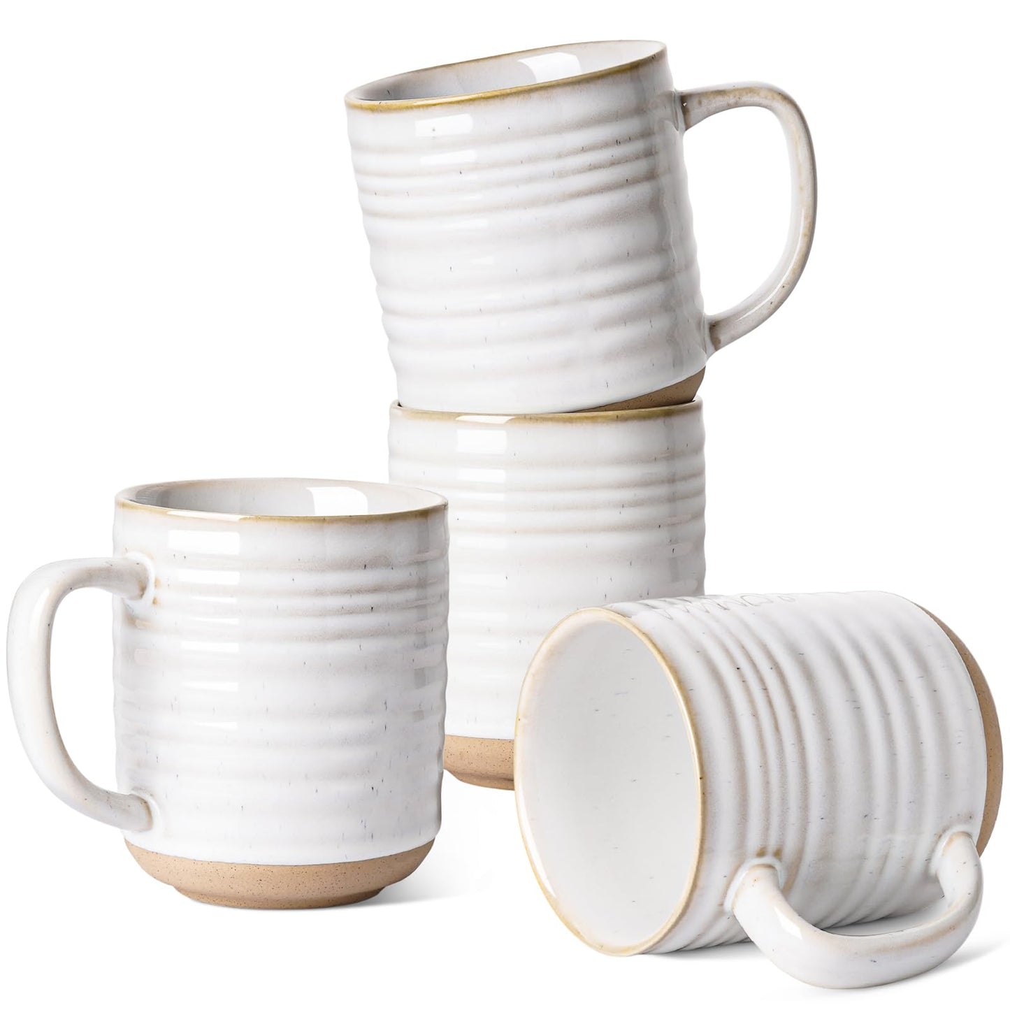 LE TAUCI Coffee Mugs 18 oz,Ceramic Mug Set, Coffee Cups for Latte, Hot Tea, Cappuccino, Mocha, Cocoa, Dishwasher Safe, Suit For Housewarming Wedding- 3.8 inch, Set of 4, Arctic White