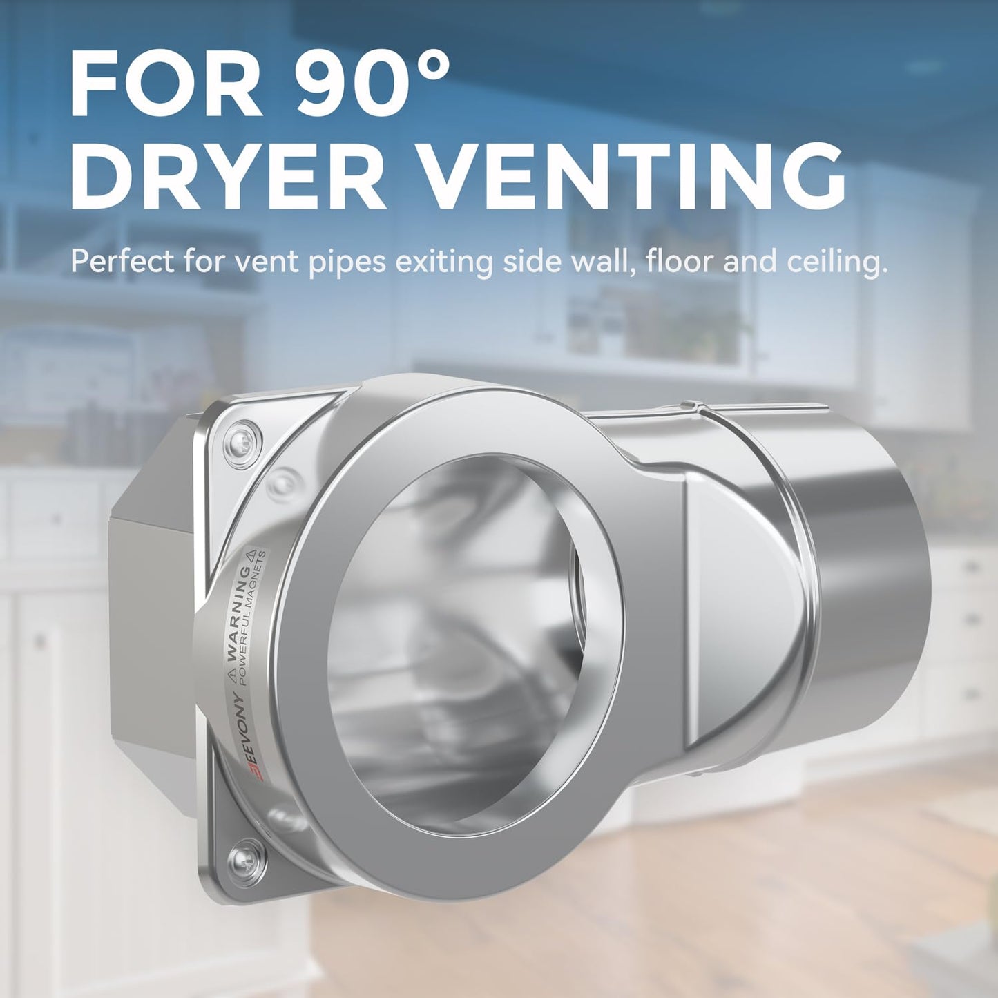 JEEVONY Magnetic Dryer Vent Coupling DV90 Airtight Seal Dryer Vent Connector Kit Easy to Clean Quick Connector Including a 2.6ft 4" Duct and two Clamps