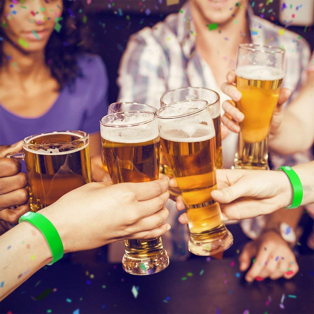 Ouchan Plastic Event Wristbands Neon Green - 500 Pack Vinyl Wristbands for Parties