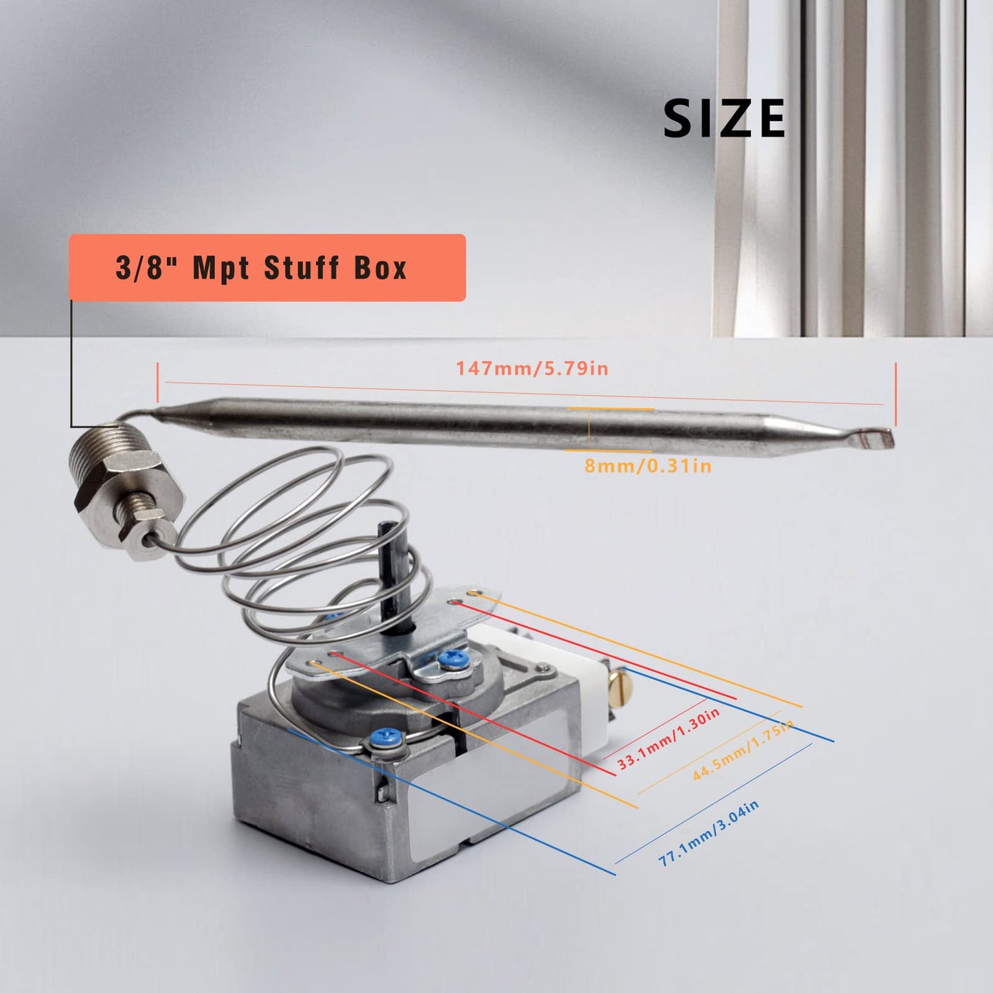RX-2-24 Thermostat for Deep Fryer with 3/8" Mpt Stuff Box Replacement for Atosa 301030004 RX-10-24 RX-2-30 RX Millivolt Thermostat 00-913153 Replacement for Adcraft deep Fryer 200-400F with 3/8"