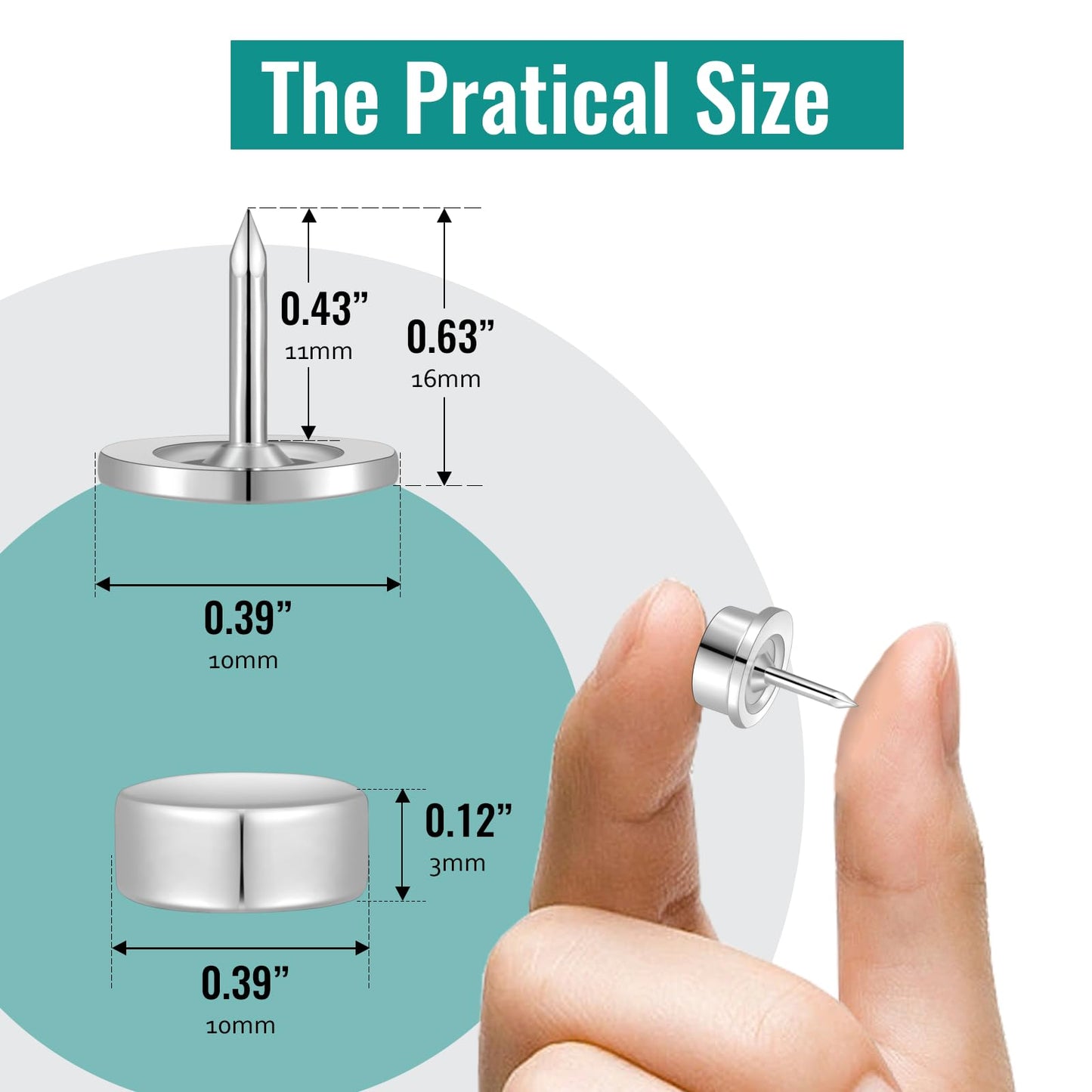 Magnetic Push Pins, 50 Sets Magnet Thumbtack for Board [1s Quick Pin][No Hole Hang Way], Poster and Photo Hangers Push Pin Magnets for Office Supplies Classroom Decoration Walls Bulletin Boards