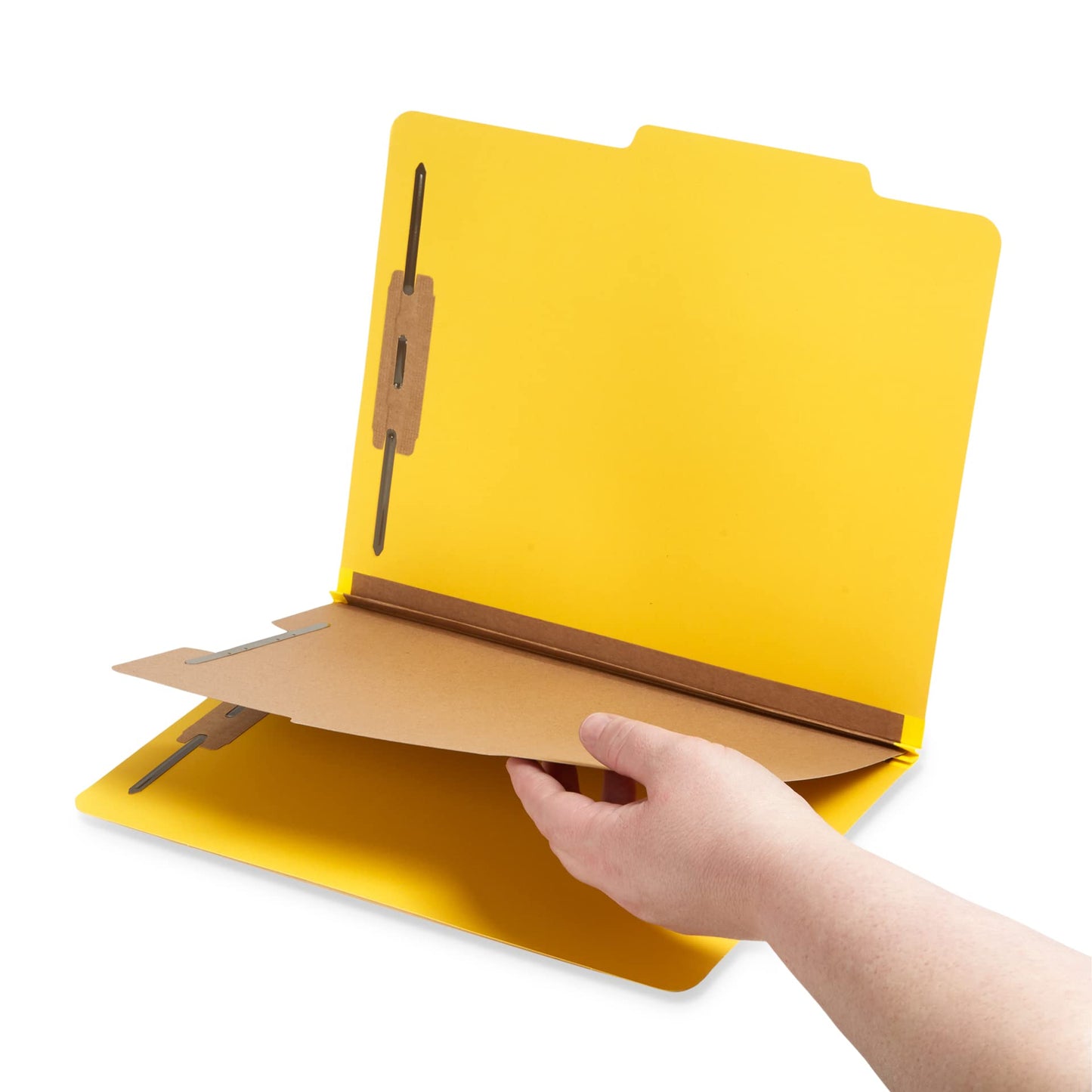 10 Blue Summit Supplies Classification Folders, 1-Divider, Letter Size, Yellow, with 2 Inch Expansions, Durable 2 Prong Design for Organizing Standard Medical Files & Office Reports, 10 Pack