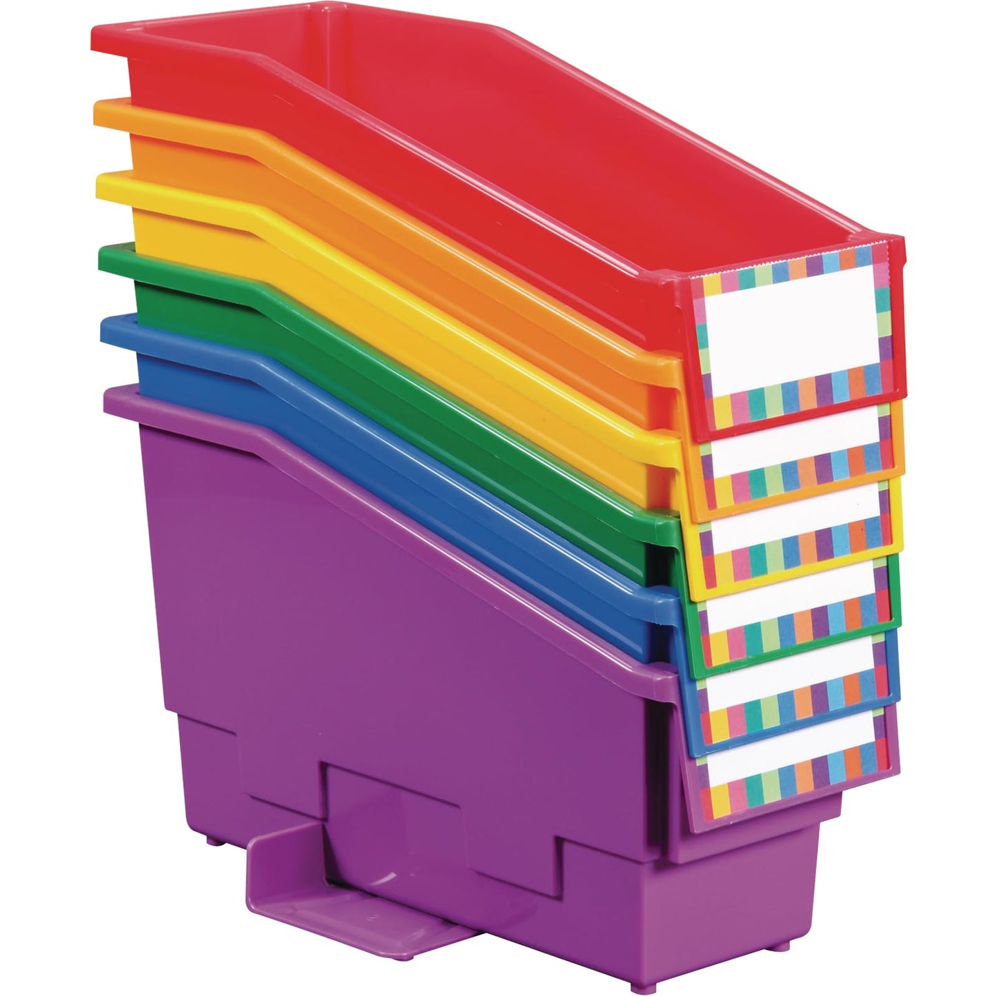 Really Good Stuff Non-Tip Book and Binder Holders with Stabilizer Wings, 5½” by 13½” by 7¾” - Set of 6, Classroom & Library Organization