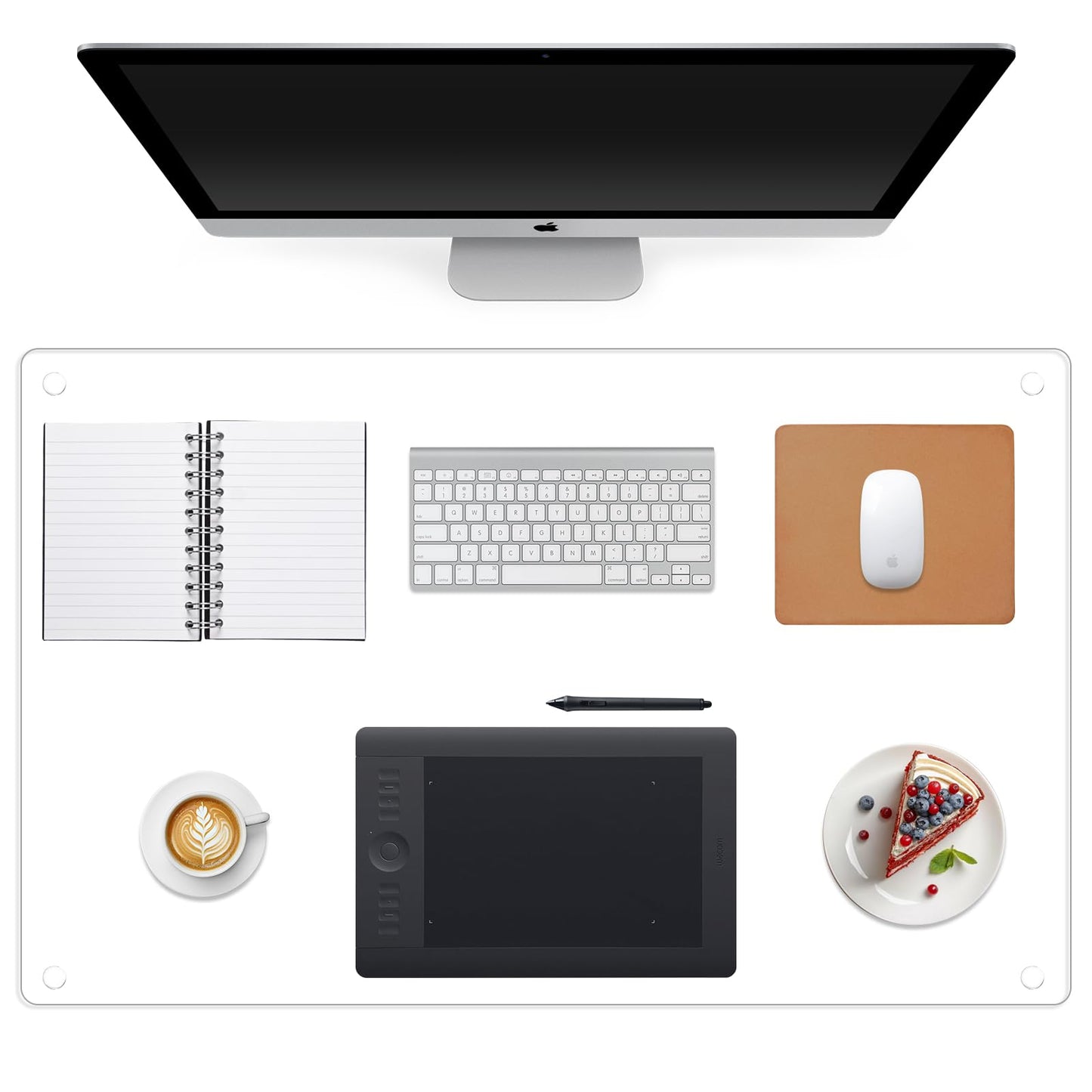 Hifogang Tempered Glass Desk Pad to Protect Desk,Clear Office Desk Pad for Keyboard and Computer Monitor,Glass Desk Mat for Desktop Dry Erase,20 x 32 inch