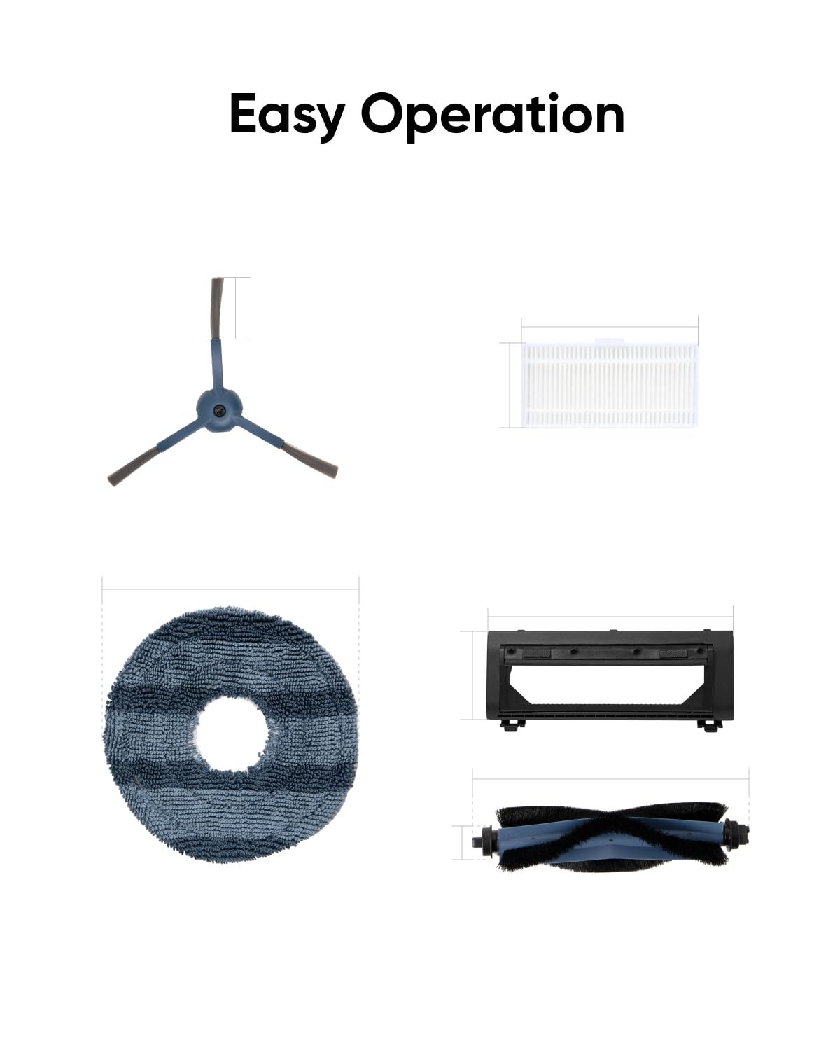 eufy Official Accessory Kit for Robot Vacuum Omni C20, 2 Side Brushes, 2 Washable Filters, 1 Rolling Brush, 1 Brush Guard, 2 Mop Pads