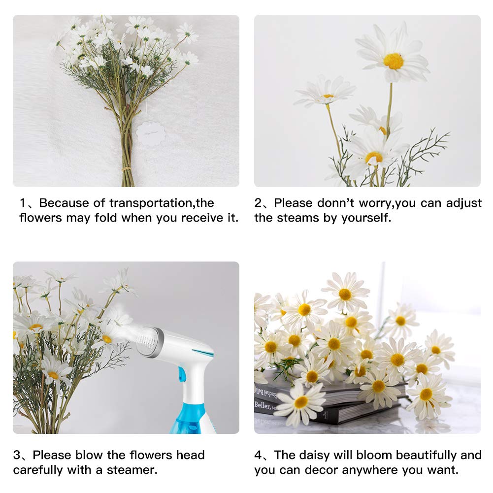 AmyHomie Artificial Daisy Flowers, 10 Bundles Silk Gerber Daisies Bulk, 50 Heads Fake Wildflowers for Home Wedding Party Spring Decor (Milk White