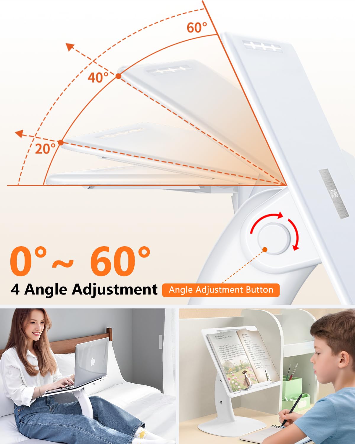 Bifine Book Stand with Book Page Holder Adjustable Book Holder for Kids, Home Office, and Travel - Ergonomic Book Stand for Reading in Bed, Couch, Desk