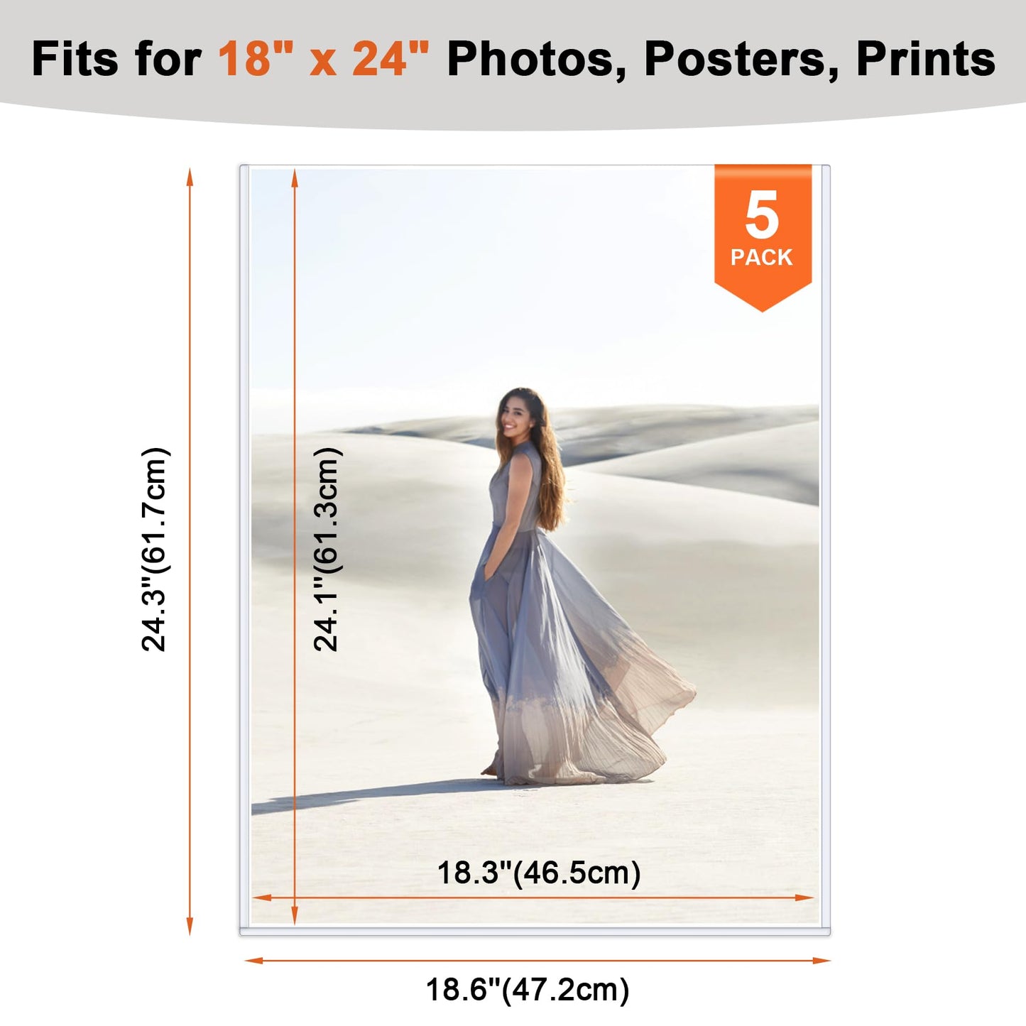 Ndsox 5 Pack 18" x 24" Rigid Print Protectors Clear Hard Plastic Sheet Protectors Poster Sleeves Top-Loading Rigid Newspaper Magazine Page Holders for Photos, Presentations, Art Painting, Sheet Music