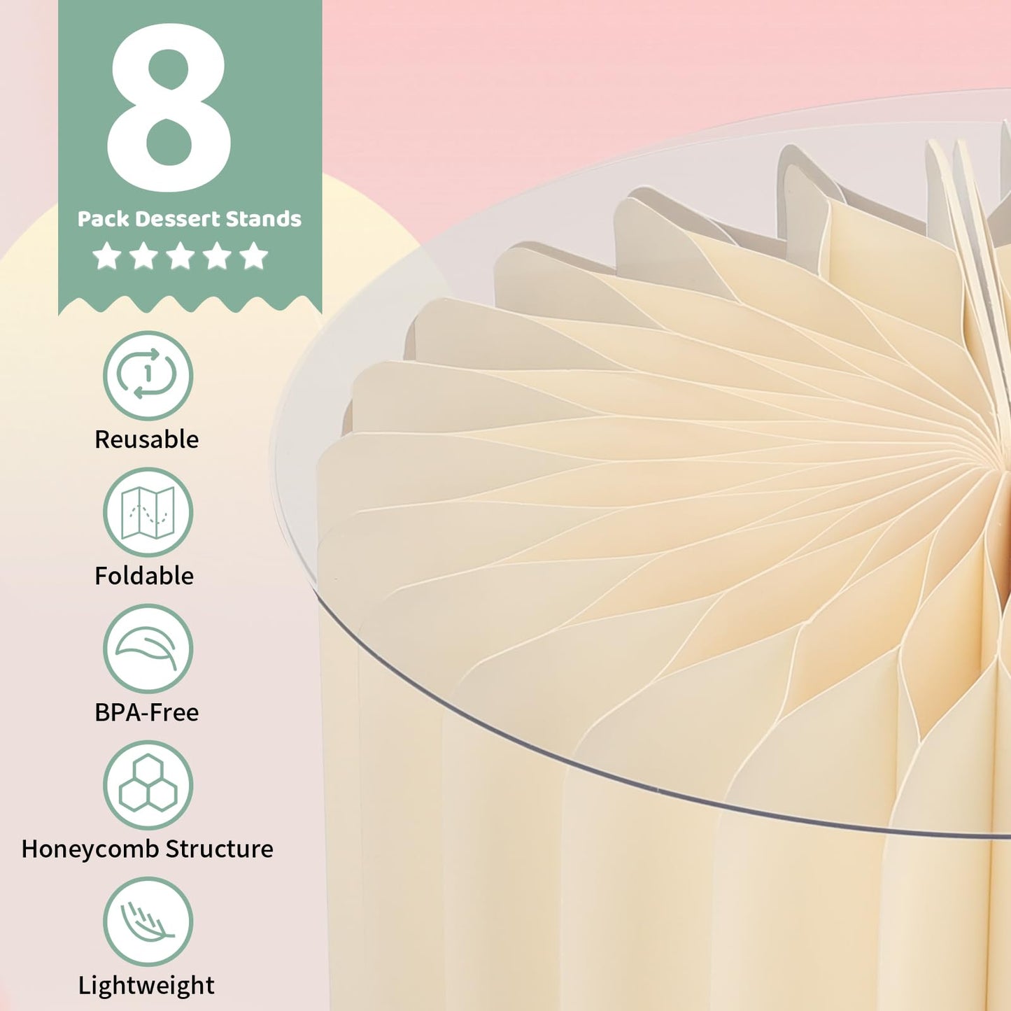 Buffet Risers Food Risers for Buffet Table Acrylic Risers Display Stands Tall Cake Stands Cylinder Stands for Party Pedestal Cake Stand Dessert Table Display Set Cupcake Stands Cupcake Display (8 Pcs White)