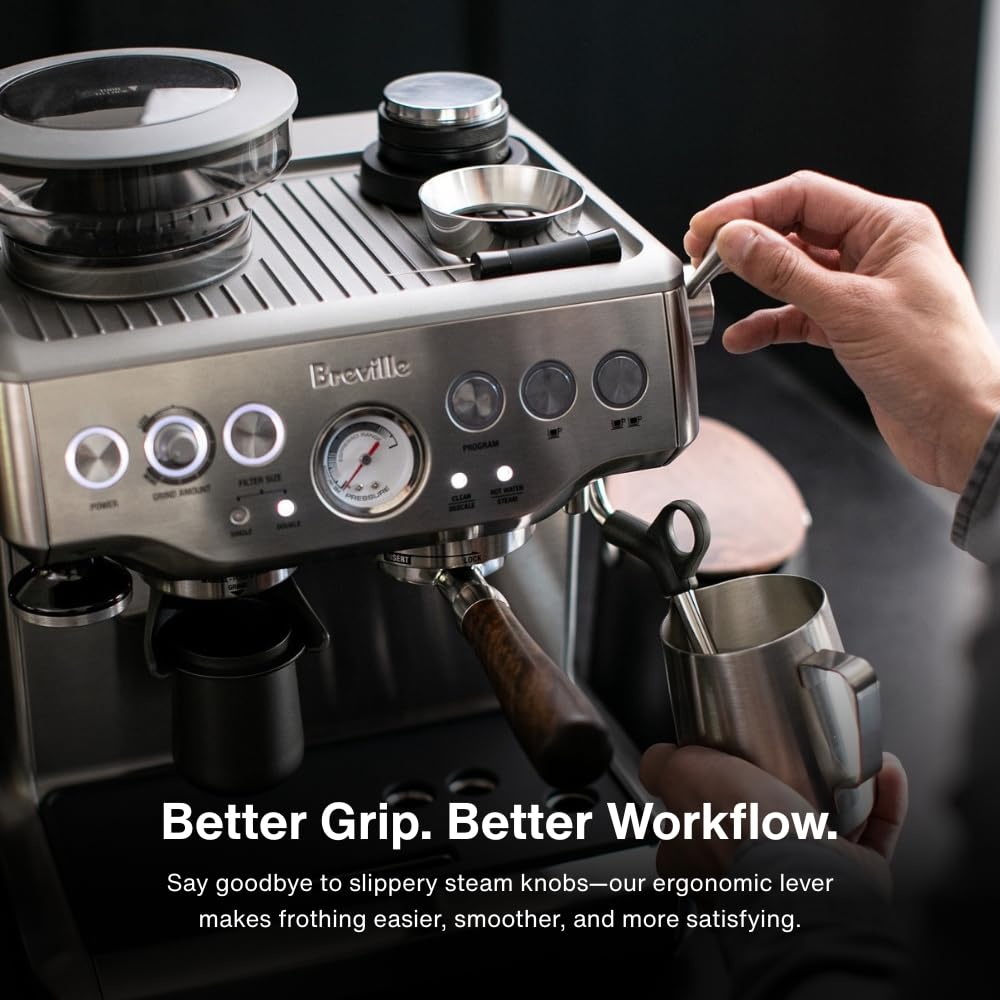 CREMA Coffee Products Replacement Steam Lever for Breville Espresso Machines | Ergonomic Stainless Steel Design | Compatible with Barista Express, Infuser, Barista Pro | Easy Grip | Silver Finish