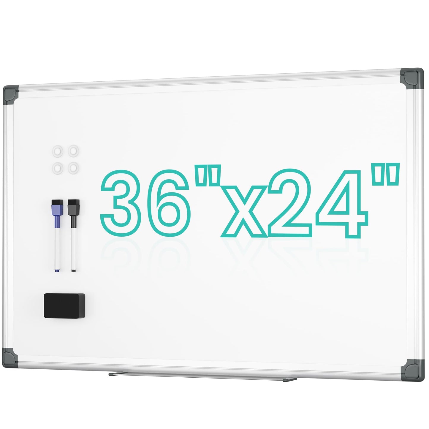 VUSIGN Magnetic Dry Erase Board for Wall, 36" x 24" Hanging Whiteboard for Office, School, Home, Includes Eraser, Markers, Magnets, Pen Tray, Silver Aluminum Frame White Board