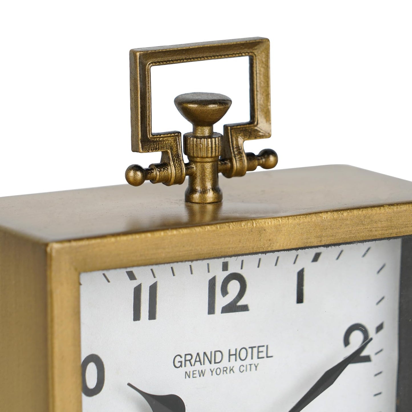 NIKKY HOME Small Gold Table Clock, Silent Non-Ticking Classic Battery Operated Decorative Mantel Desk Shelf Clock for Living Room Decor