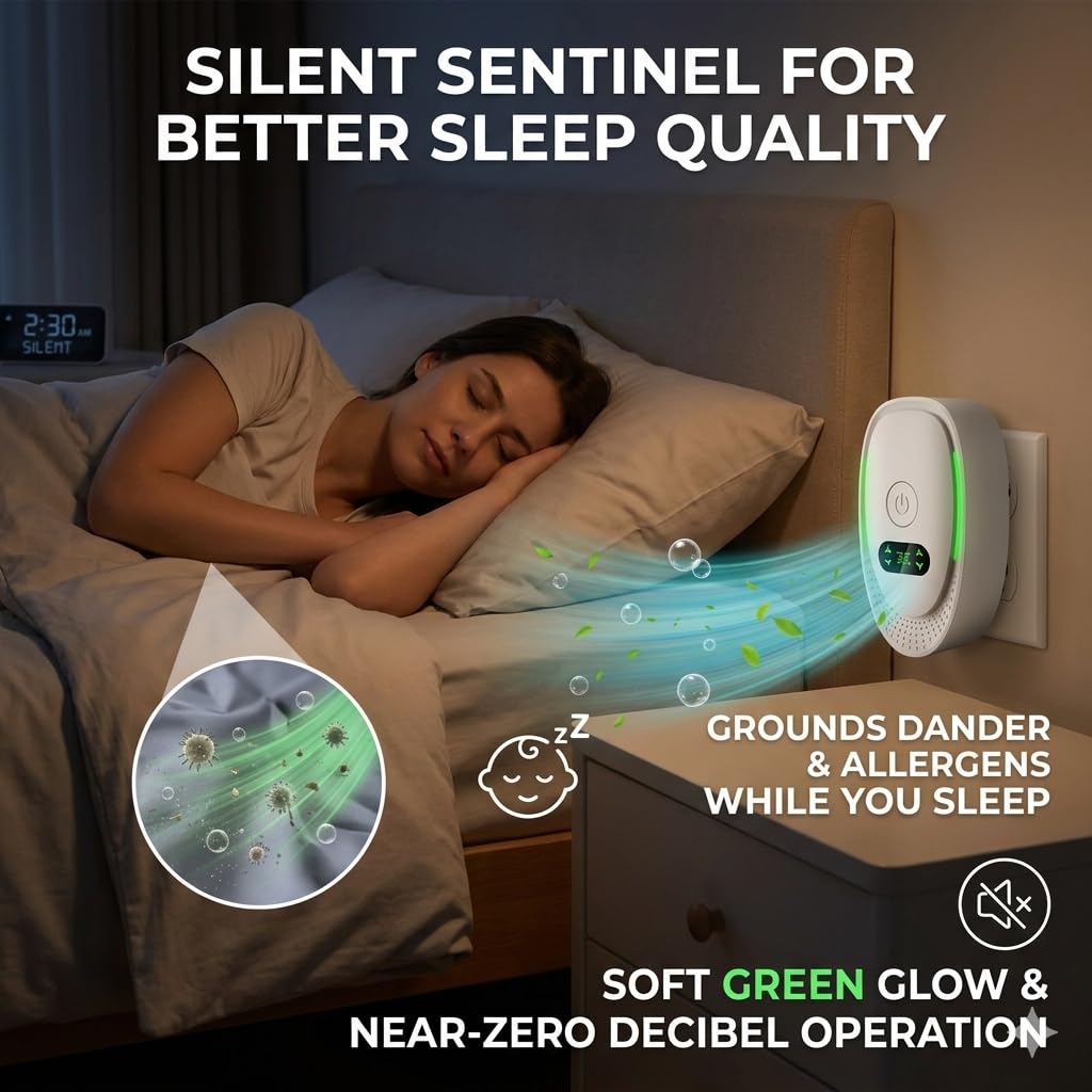 2026 Upgraded Air Ionizers for Dust Mites Smoke- 8 Pack Whole House Coverage,Plug in Air Purifiers for Home,Silent Electronic Air Ionizer for Allergies,Pet Dander&Odor, Steady Green Indicator Light