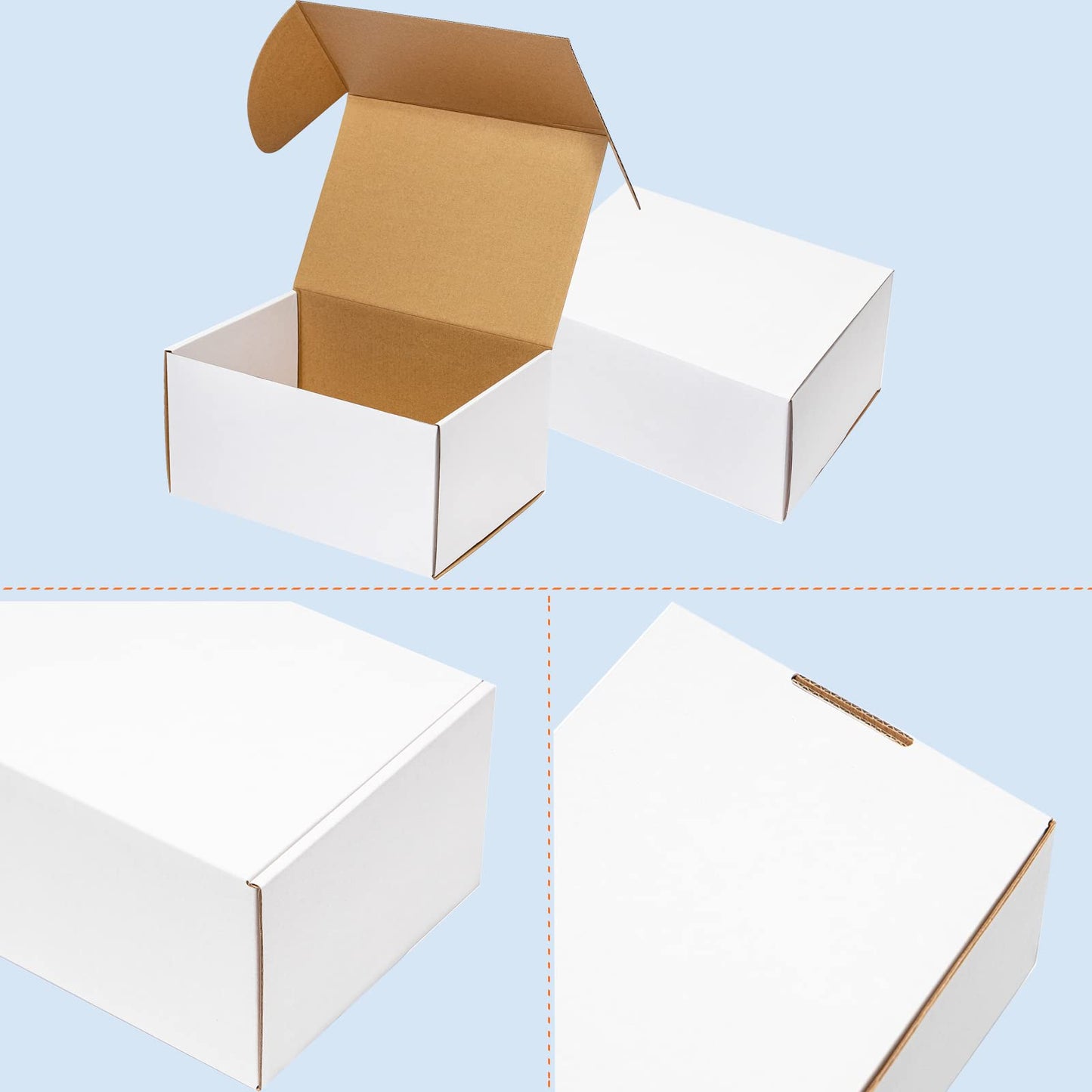 Wowxyz 10x7x5" 25 Pack Shipping Boxes - White Corrugated Cardboard Mailing Boxes for Small Business - Flat Empty Literature Mailer Packaging Supplies