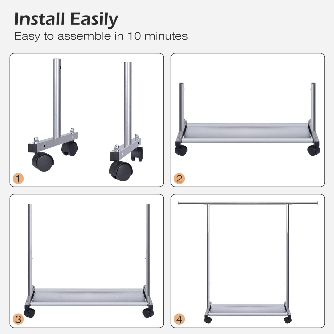 MISSLO Short Clothing Racks for Hanging Clothes with Bottom Shelves and Wheels Heavy Duty Rolling Clothes Rack Kids Clothing Rack for Adult Coat, Closet, Wardrobe
