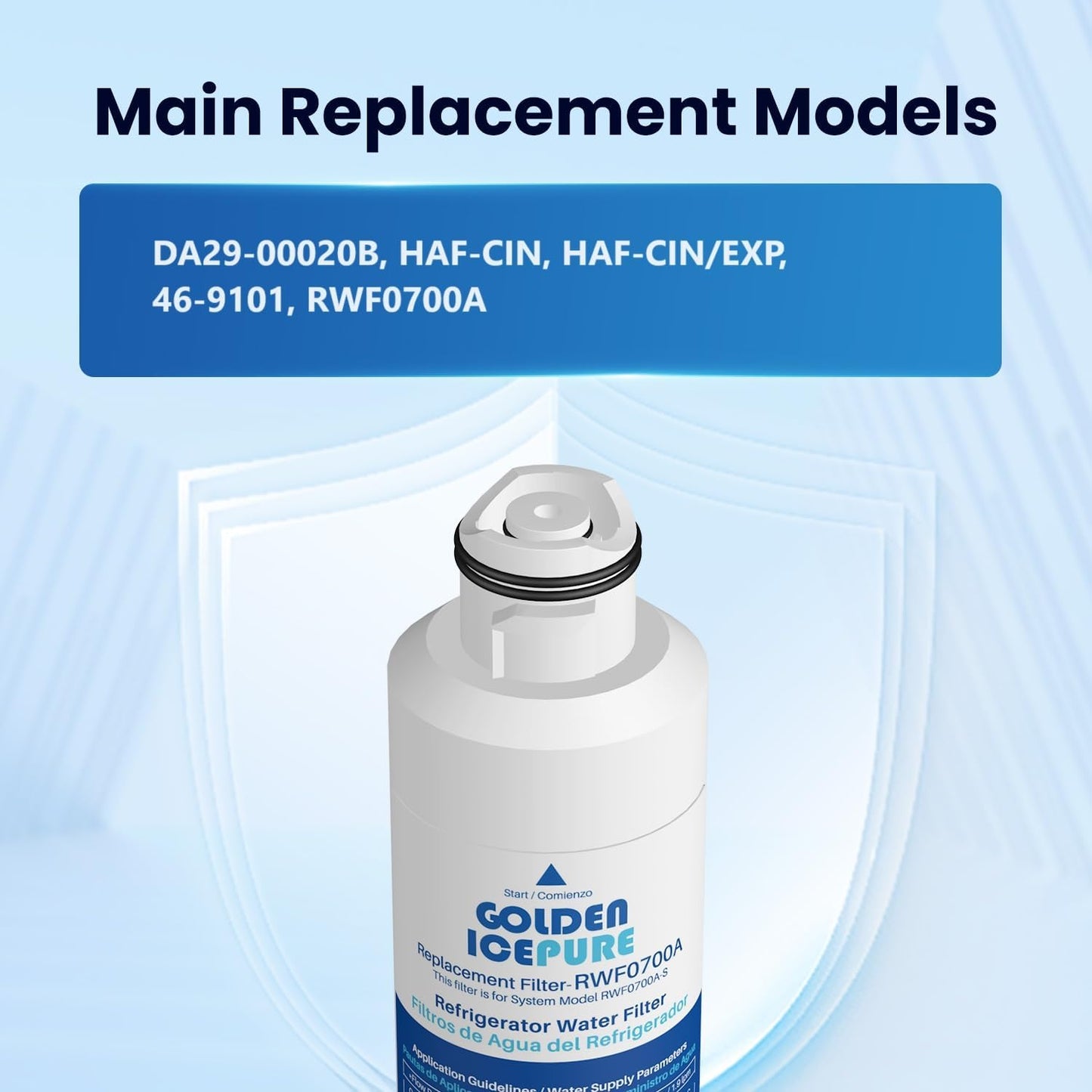 GOLDEN ICEPURE RWF0700A, Compatible with Samsung DA29-00020B, RF263BEAESR, RF28HMEDBSR, RF28HFEDTSR, RF28HFEDBSR, HAF-CIN/EXP, 46-9101, 4PACK