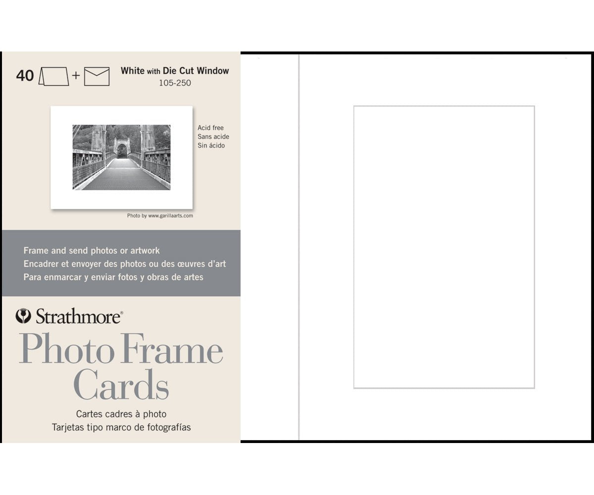 Strathmore Photo Frame Cards, White, 5x6.875 inches, 40 Pack, Envelopes Included - Custom Greeting Cards for Weddings, Events, Birthdays