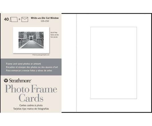 Strathmore Photo Frame Cards, White, 5x6.875 inches, 40 Pack, Envelopes Included - Custom Greeting Cards for Weddings, Events, Birthdays
