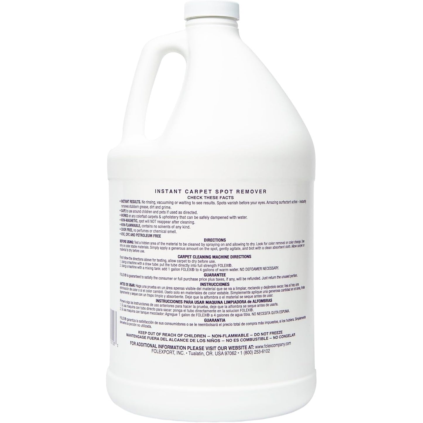 FOLEX Instant Carpet Spot Remover 128 oz - Powerful Stain Remover for Carpets, Upholstery & Rugs - Eliminates Pet Stains, Grease, Red Wine, Food, Makeup & More - With Reusable Cleaning Cloth - 1 Pack