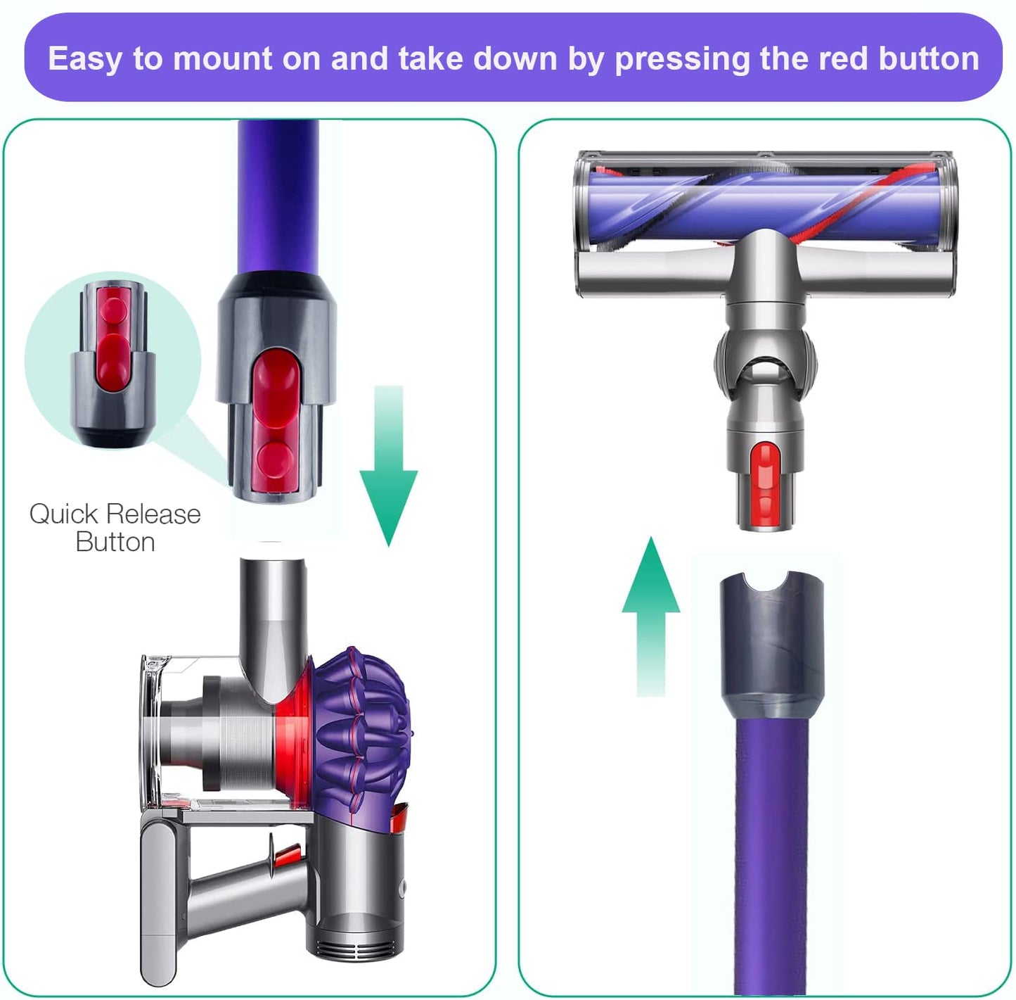 GYLBF Quick Release Wand Compatible for Dyson V15 V11 V10 V8 V7 Stick Vacuum Cleaners, Vacuums Attachment Extension Tube, 28.3 IN (Purple)