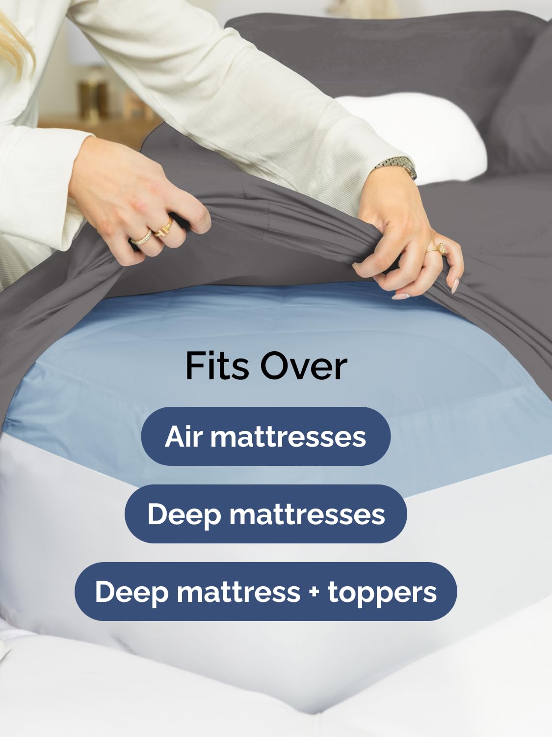 Extra Deep King Sheet Set - 4 Piece Breathable & Cooling Bed Sheets - Easily Fits 18 to 24 inch Mattress - Ultra Soft, Wrinkle & Fade Free with Extra Deep Pockets - Hotel Luxury Bedding - Dark Grey