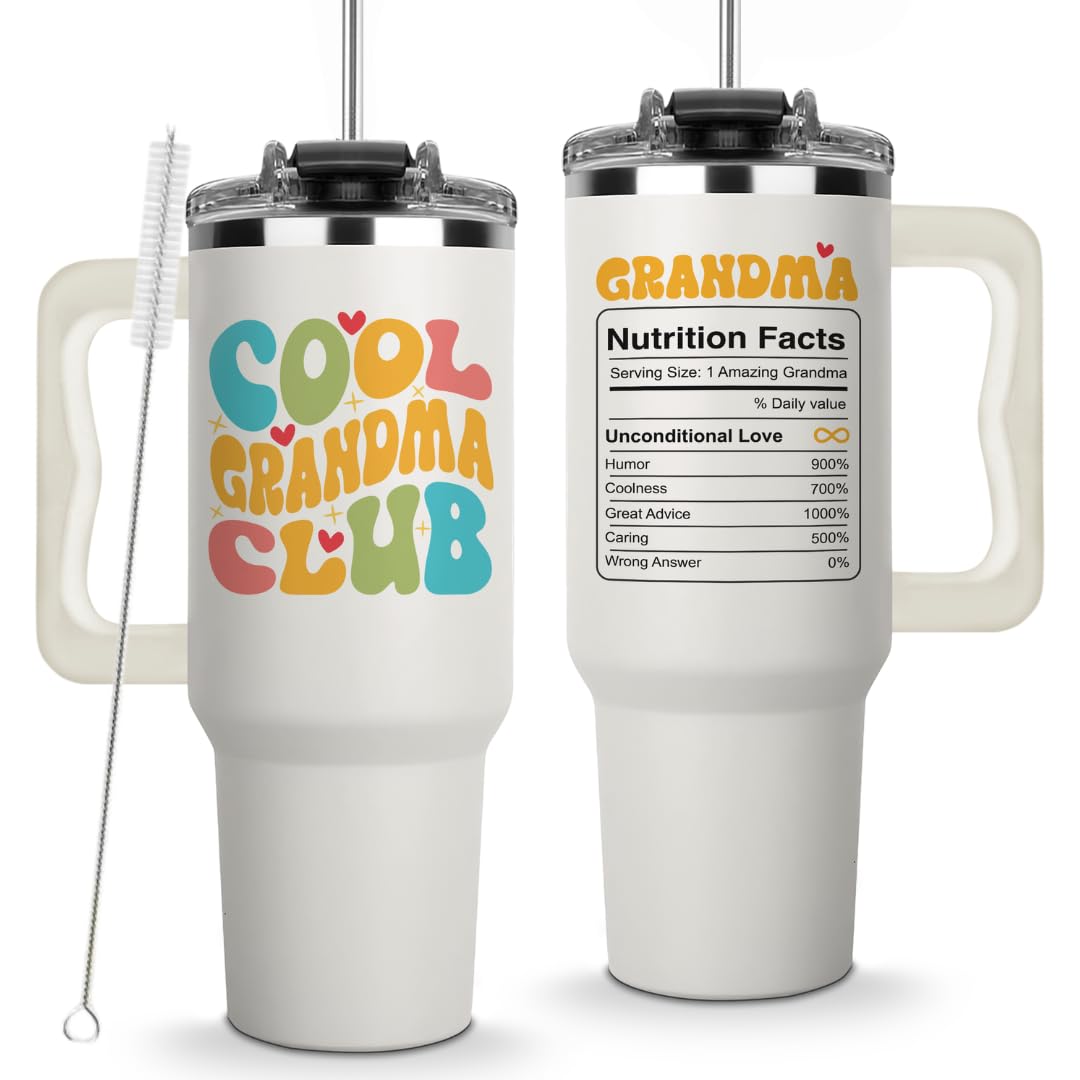 Vivulla68 Cool Grandma Club Tumbler 40Oz, Grandmother Coffee Mugs, Gifts Ideas for Grandmas, Grammy, Granny, Nana, Gigi, Mimi, Mamaw - Grandmother Birthday Gift, Grandmy Cup for Mothers Day Christmas