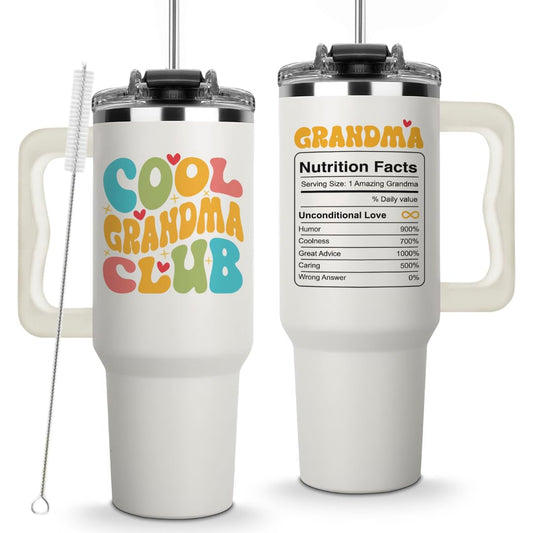 Vivulla68 Cool Grandma Club Tumbler 40Oz, Grandmother Coffee Mugs, Gifts Ideas for Grandmas, Grammy, Granny, Nana, Gigi, Mimi, Mamaw - Grandmother Birthday Gift, Grandmy Cup for Mothers Day Christmas