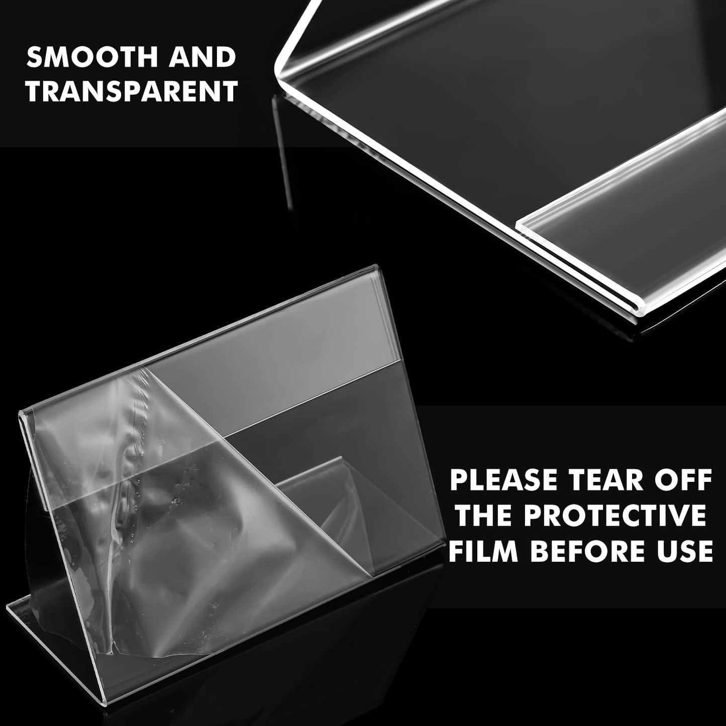 Teling 100 Pcs 3.5 x 5 Inch Acrylic Picture Frame Slant Back Photo Frame Clear Sign Holder Mini Acrylic Display Holder L Shaped Display Stand for Classroom Home Office Decorating Supplies