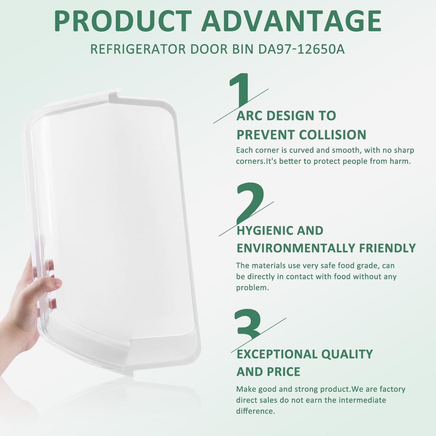 DA97-12650A Door Shelf Compatible for Sam. sung French Door Refrigerator RF260,RF261,RF263 Parts,RFG298HDRS RF261beaesr Door Bin(Right Side)2Packs-by MIFLUS