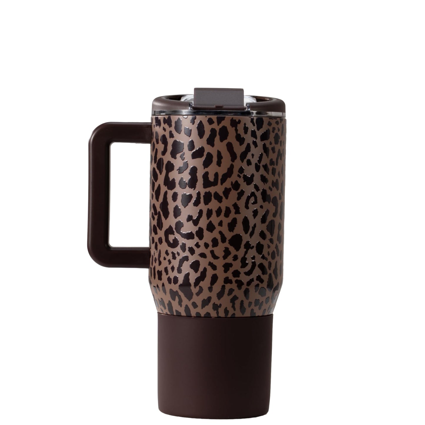 HydroJug Coffee Traveler 20 oz - Leak-Resistant, Ceramic-Lined Insulated Travel Coffee Mug for Hot or Cold Drinks with Flip Lid & Handle, Dishwasher Safe Coffee Tumbler, Brown Leopard