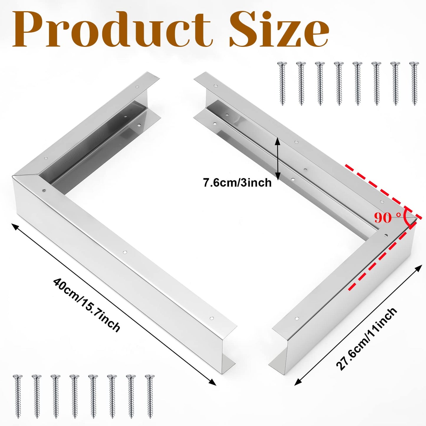 2 Pieces Stainless Steel Microwave Trim Kit 3'' Wide Built in Microwave Side Panel Filler Kit for Range Kitchen Countertop Oven with Screws 15.75" H x 11" D(Silver)