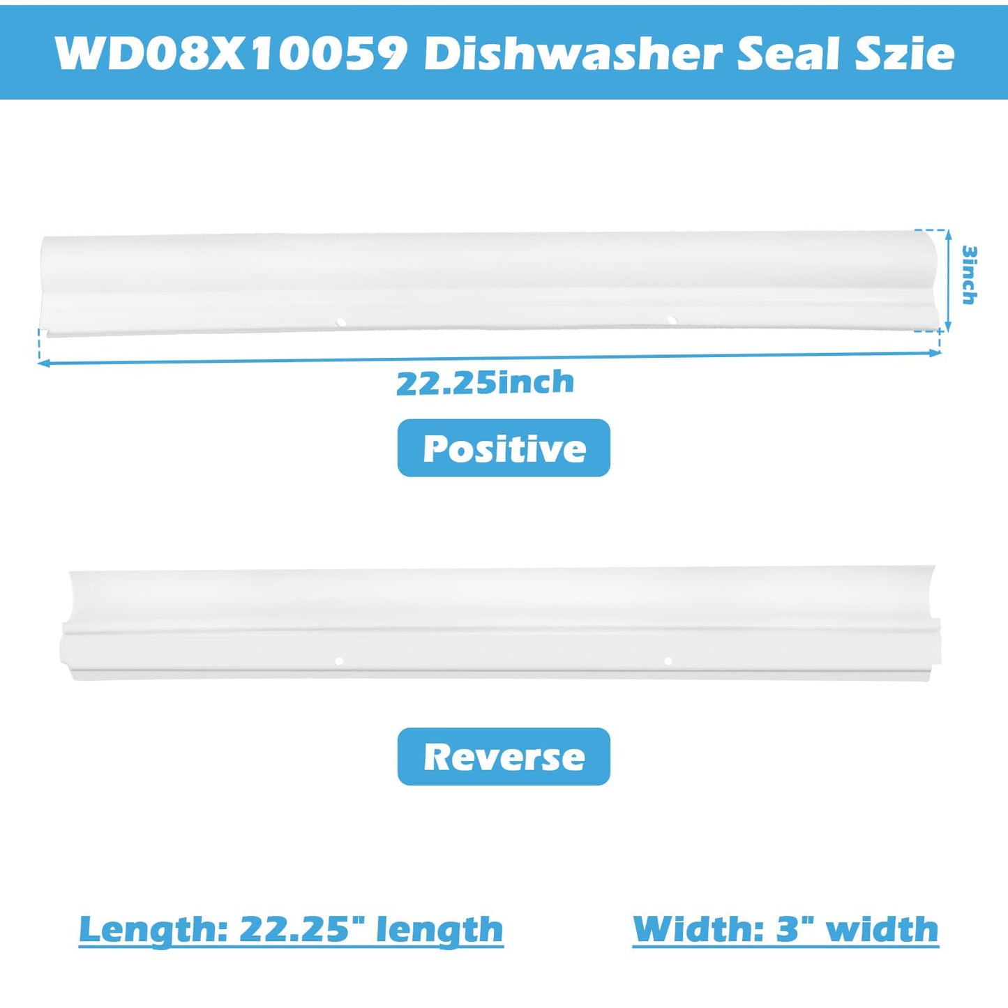 WD08X10059 Dishwasher Seal Compatible with GE Dishwasher Door Seal for Short Bottom Door Replace AP3860882 1168254 AH1018448 EA1018448 PS1018448 GLD5750N10CS EDW5000L00BB PDW7880V00SS (White 1 PACK)