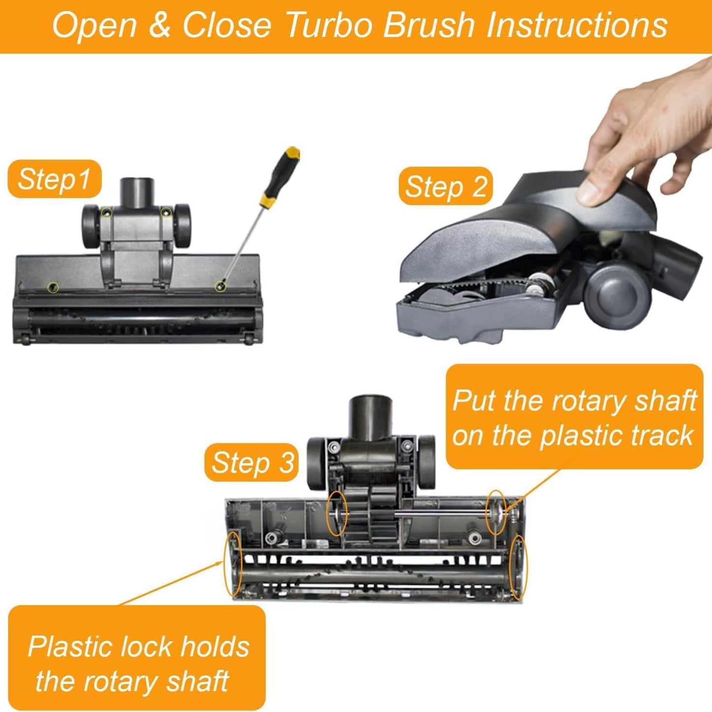 for Shop Vac Turbo Brush Head Vacuum Attachment for Rugs/Low-Pile Carpet/Hard Floor with Universal Hose Adapter Kit Fits 1-1/4'', 1-1/2'', 2-1/4'' & 1-3/8'' Hoses, Attachments for Pet Hair Removal