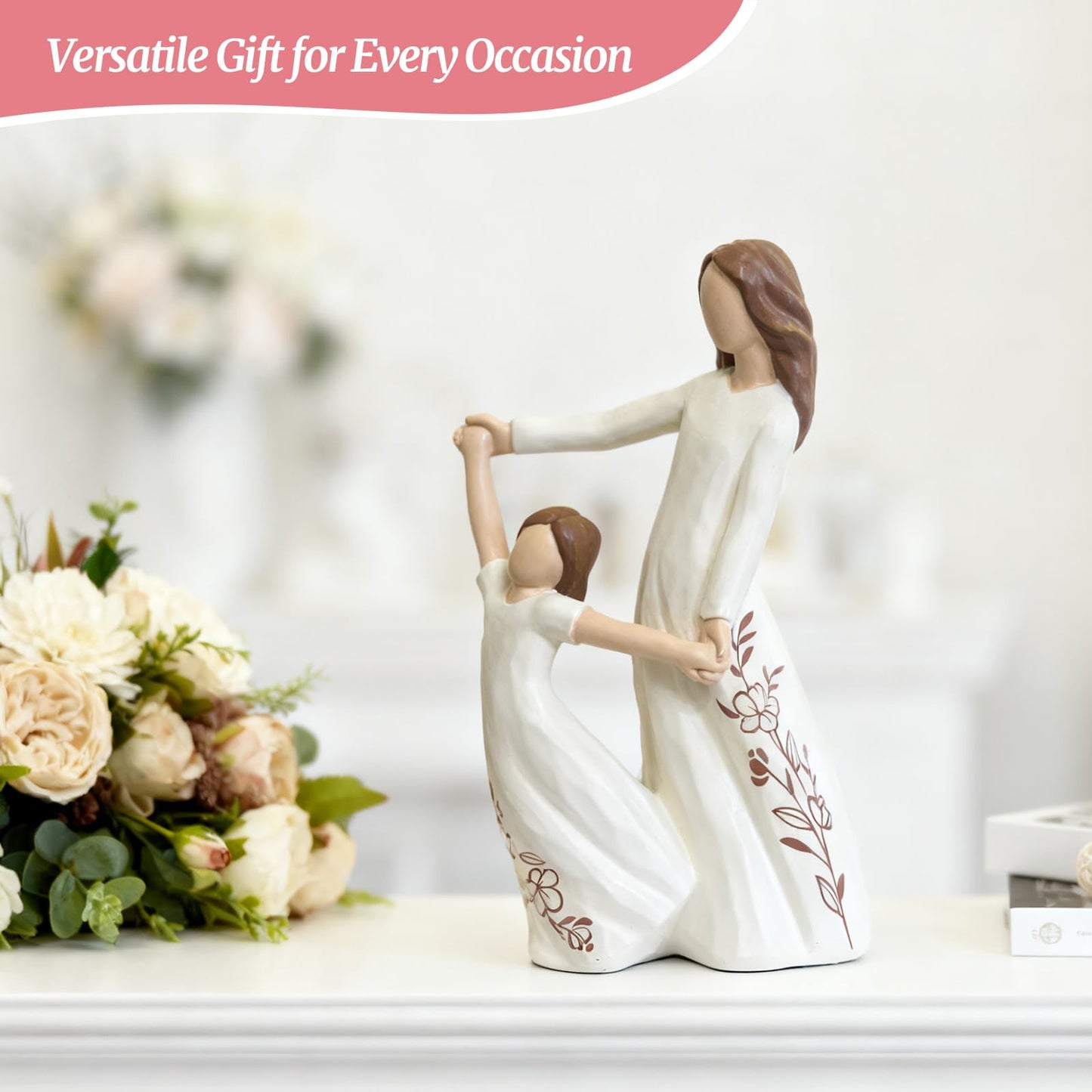 GZVDYG Mother Daughter Dancing Resin Figurine, 6.1" H,Cherished Gifts for Mom & Daughter, Birthday Wedding Mother's Day Timeless Keepsake Decor