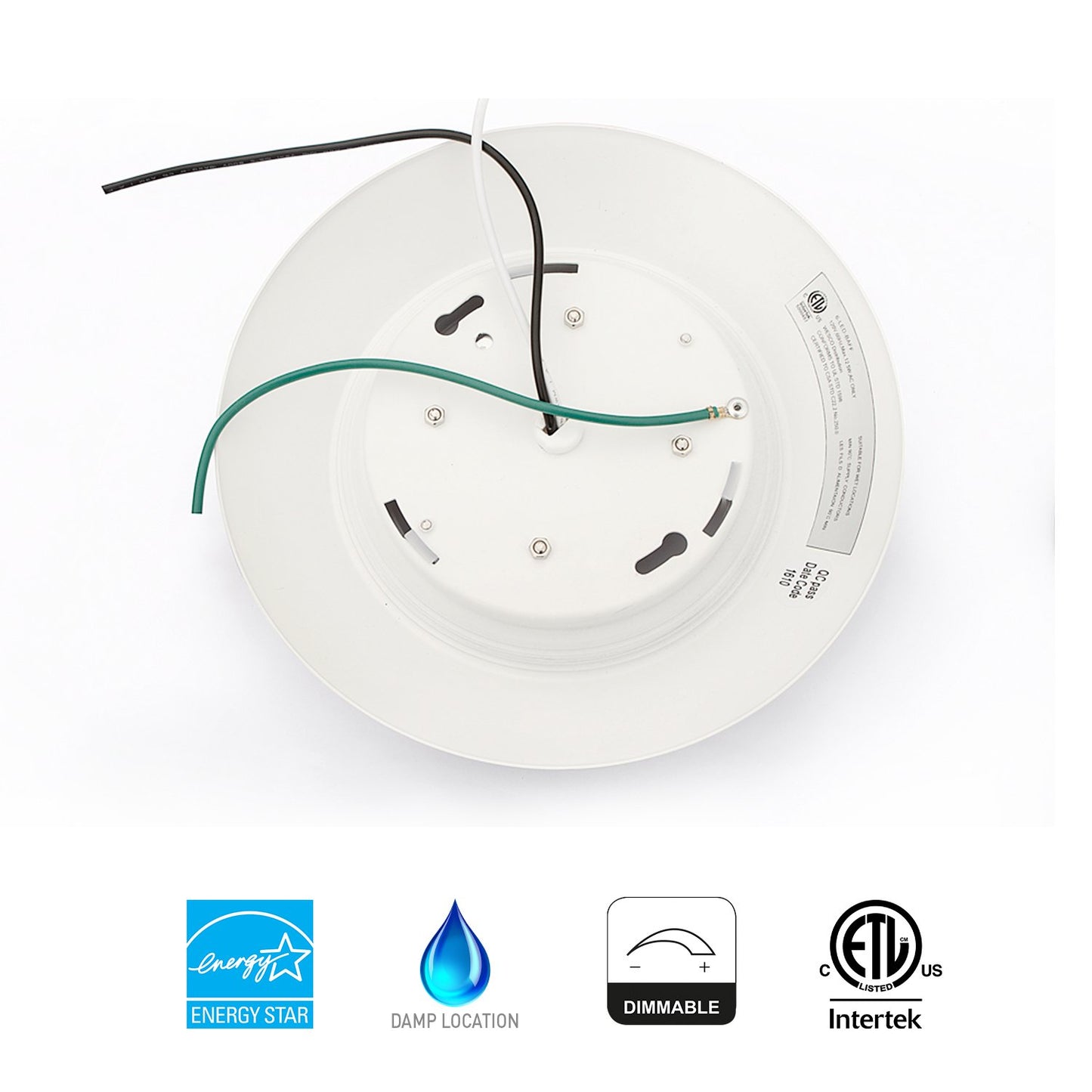JULLISON 8 Packs 6 Inch LED Low Profile Recessed & Surface Mount Disk Light, Round, 15W, 900 Lumens, 5000K Daylight White, CRI80, Driverless Design, Dimmable, ETL Listed, White