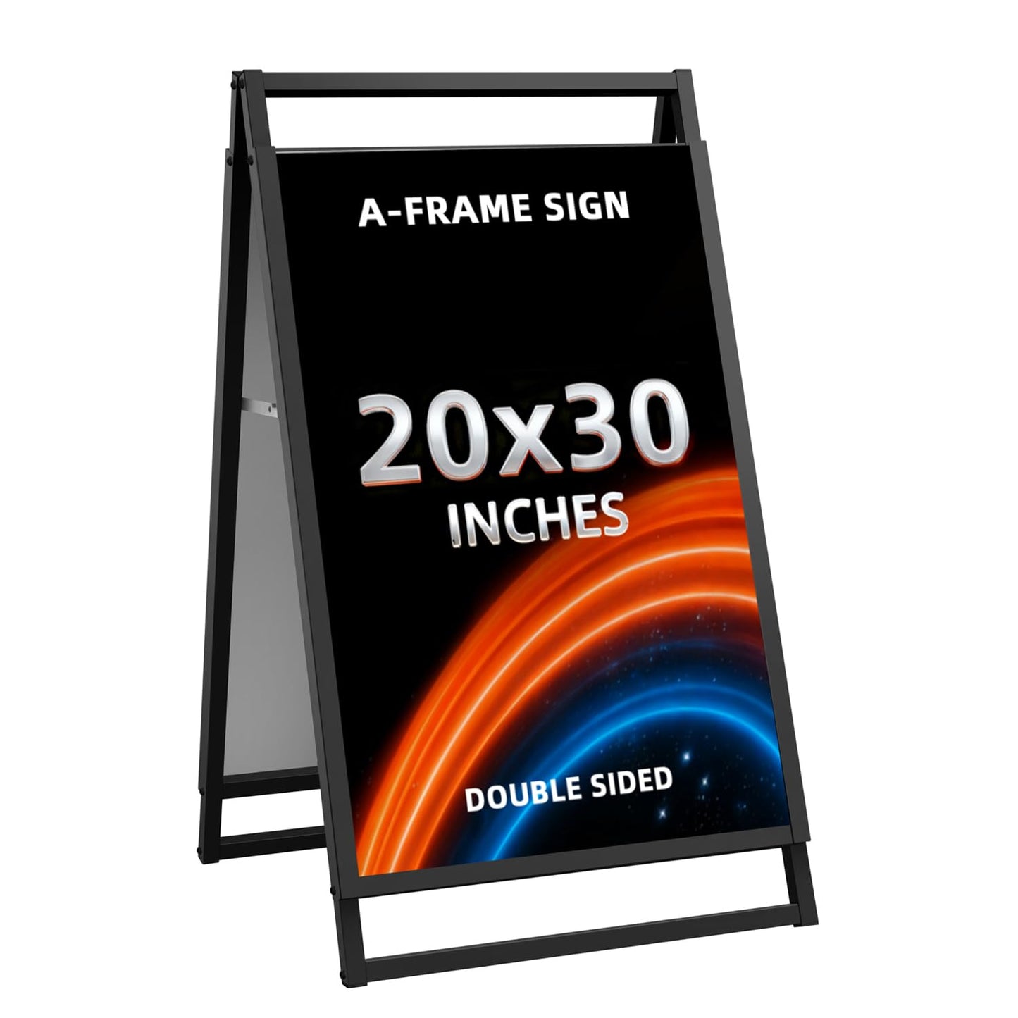 Heavy Duty Slide-in Folding A Frame Sign Sidewalk Sign20x30Inch Sandwich Board Steel Metal Double-Side Pavement sign Corrugated Plastic Poster (20x30 inch(Frame only))